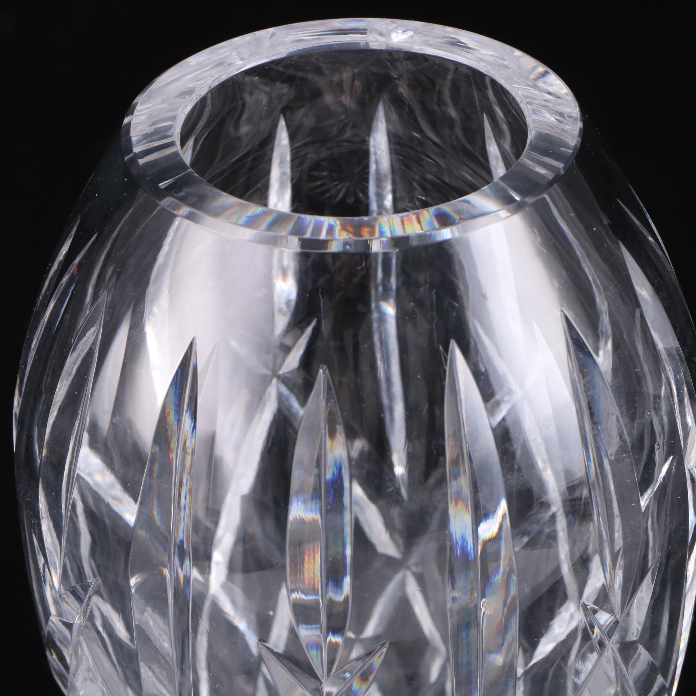 Waterford Crystal "Araglin" Flower Vase and Wood Stand
