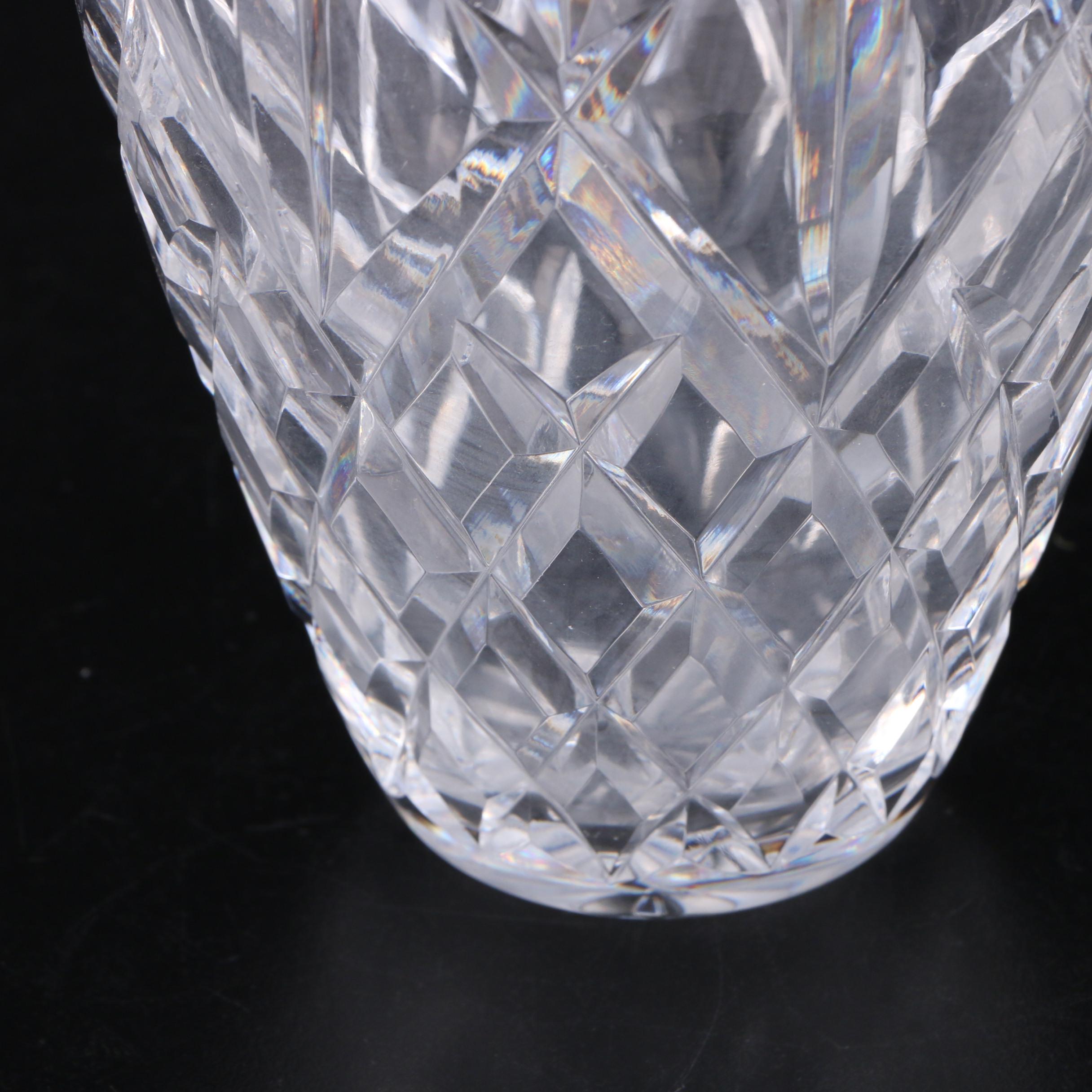 Waterford Crystal "Araglin" Flower Vase and Wood Stand