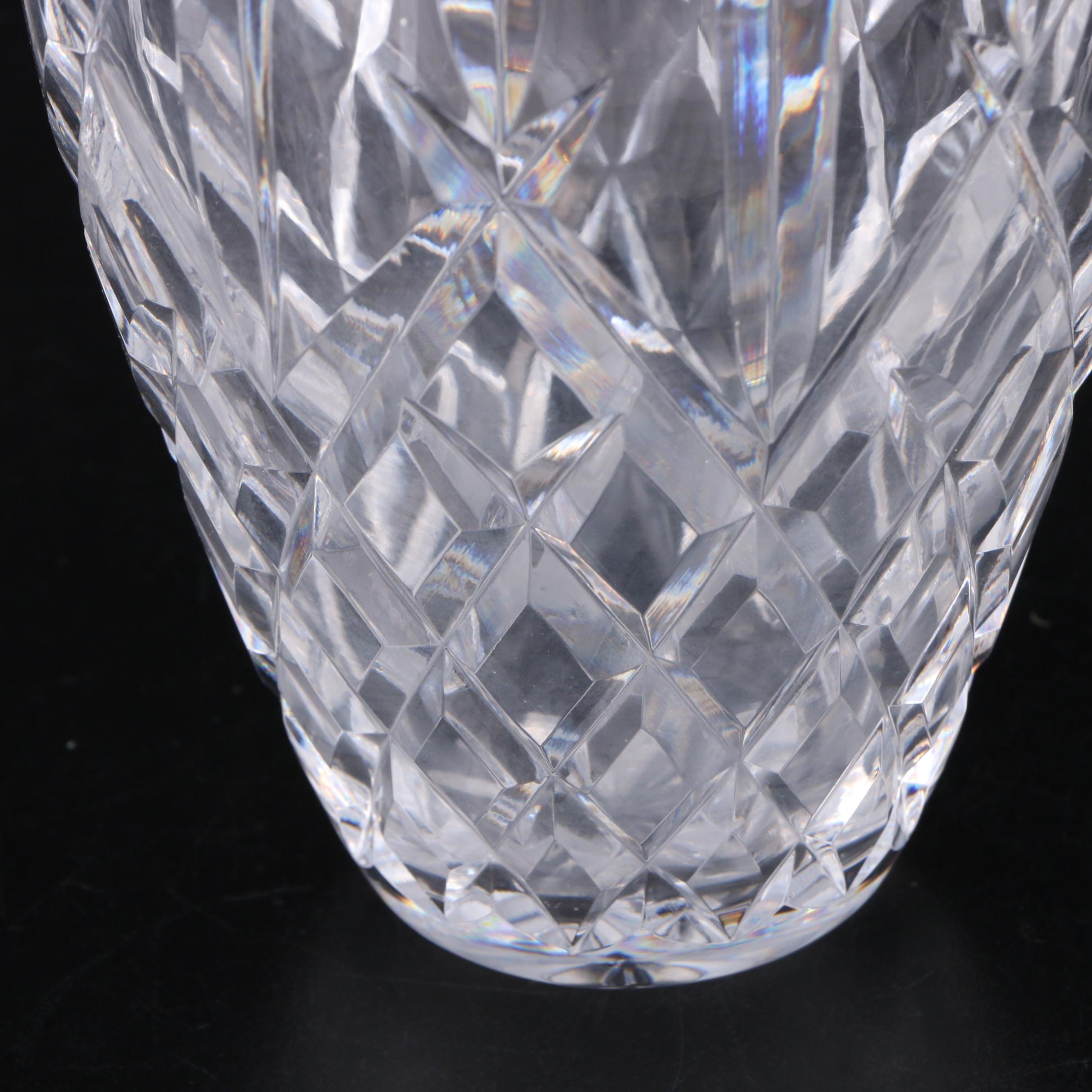 Waterford Crystal "Araglin" Flower Vase and Wood Stand