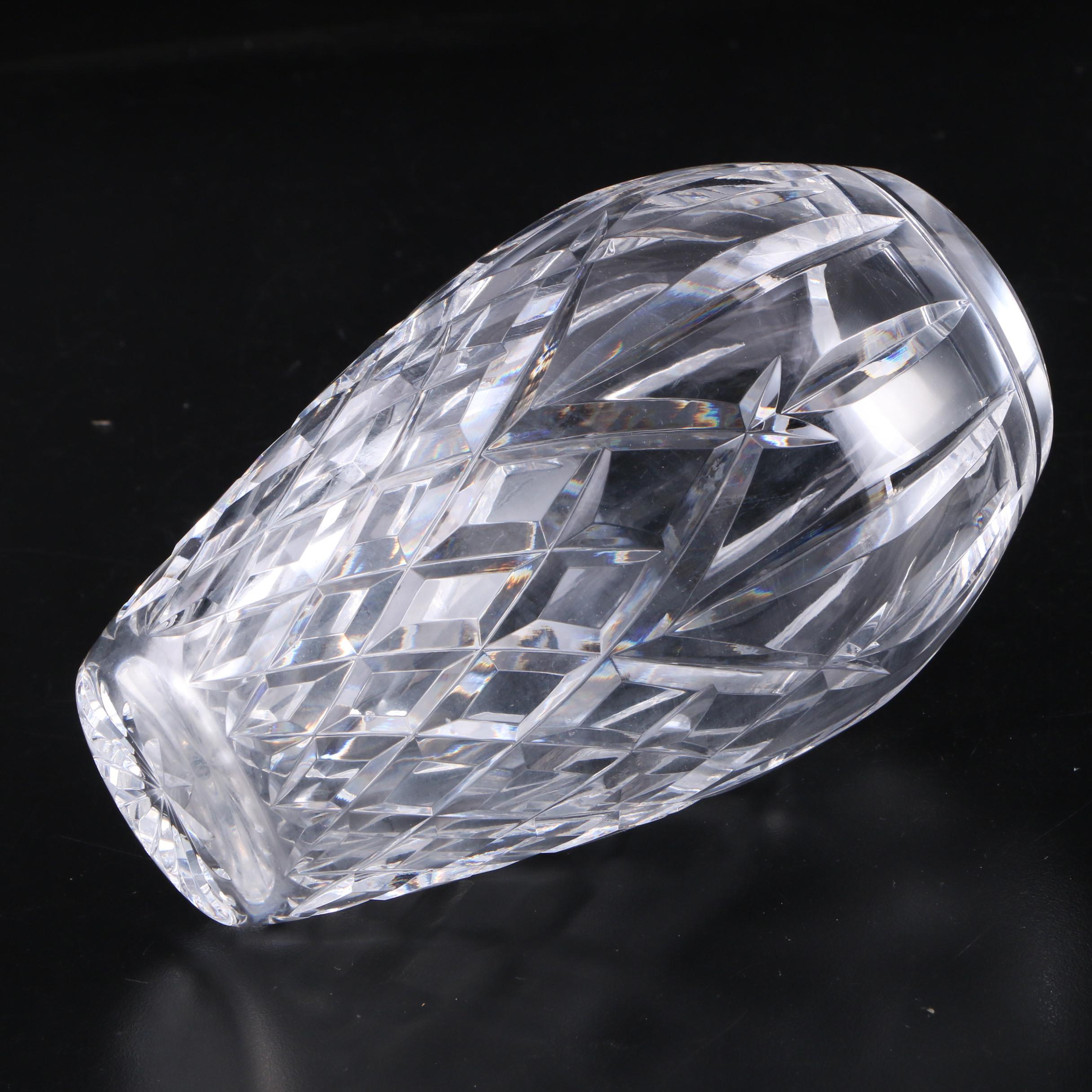 Waterford Crystal "Araglin" Flower Vase and Wood Stand