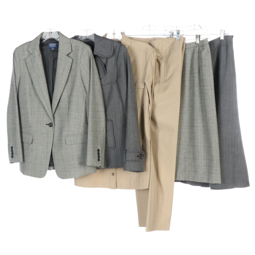 Women's Pendleton Silk Cotton Pantsuit and Wool Skirt Suits