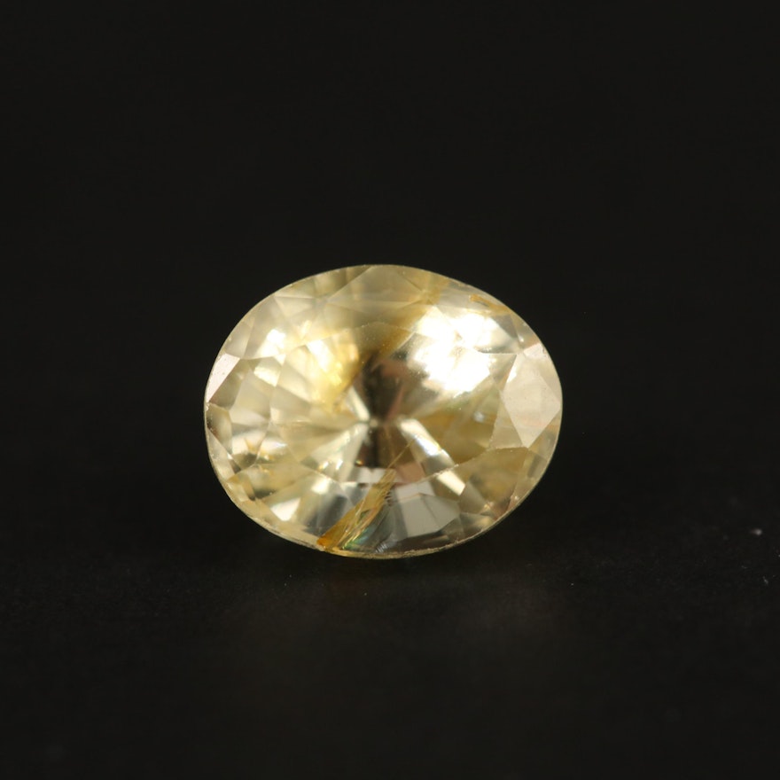 Loose 1.37 CT Oval Faceted Yellow Sapphire