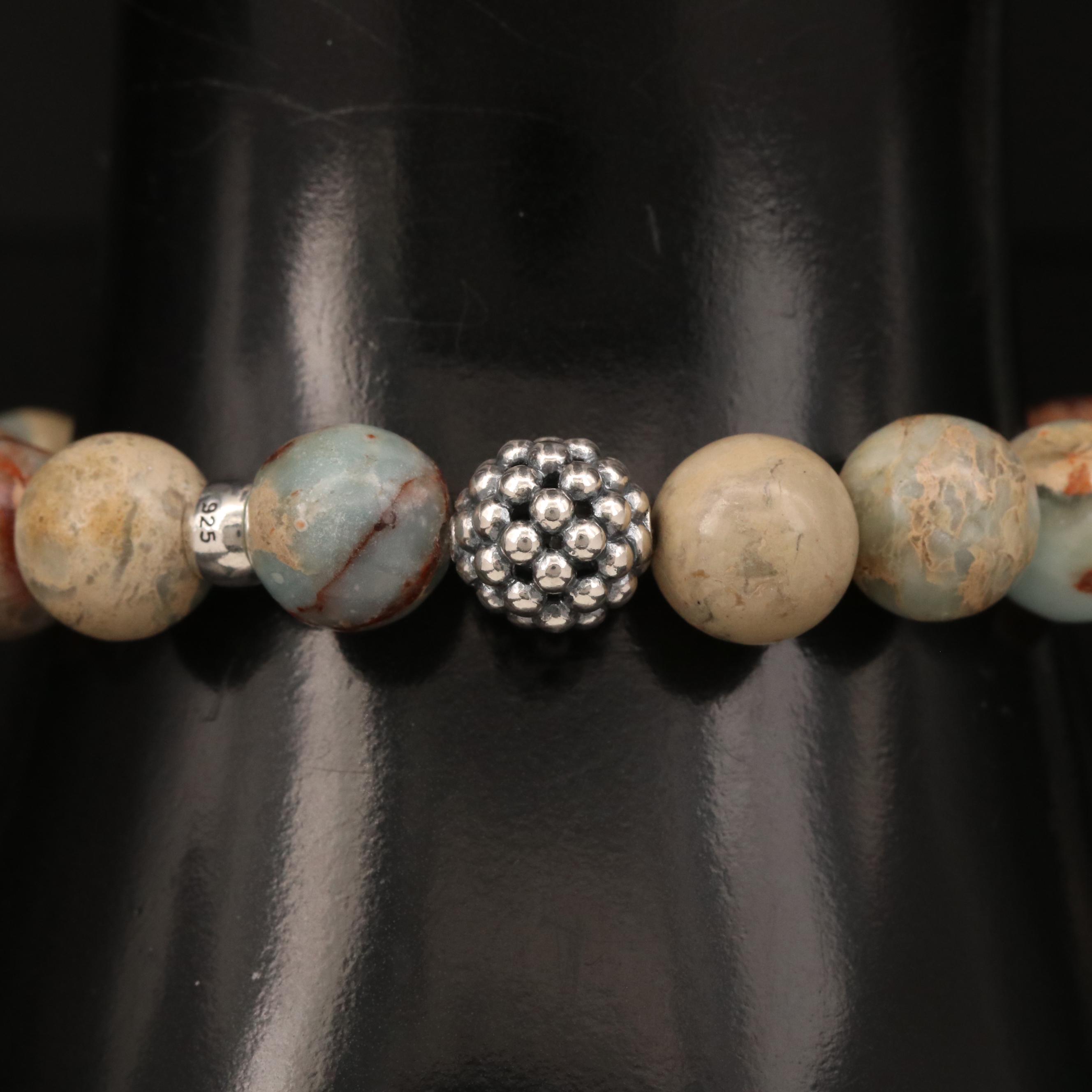 Lagos Jasper and Agate Bead Stretch Bracelet with Sterling Silver Accents