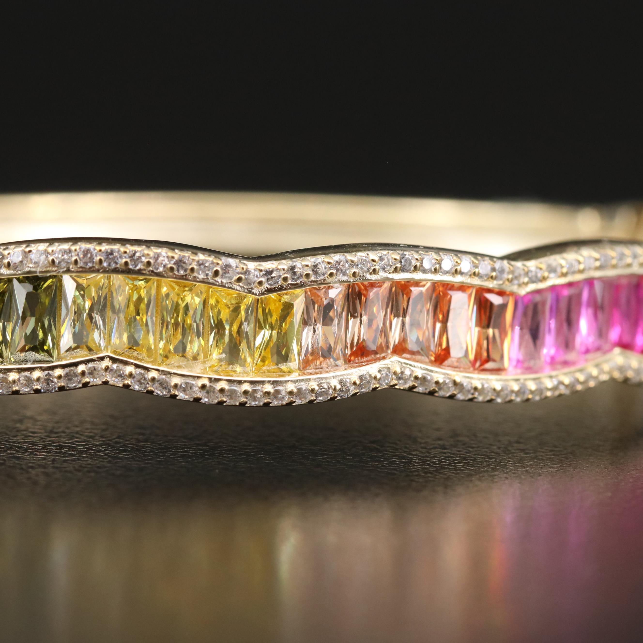 Sterling Silver Rainbow Bangle and Ring