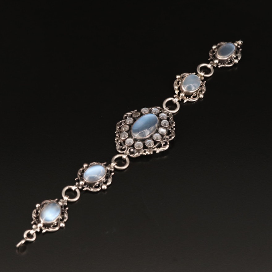 Vintage Sterling Silver Moonstone Bracelet