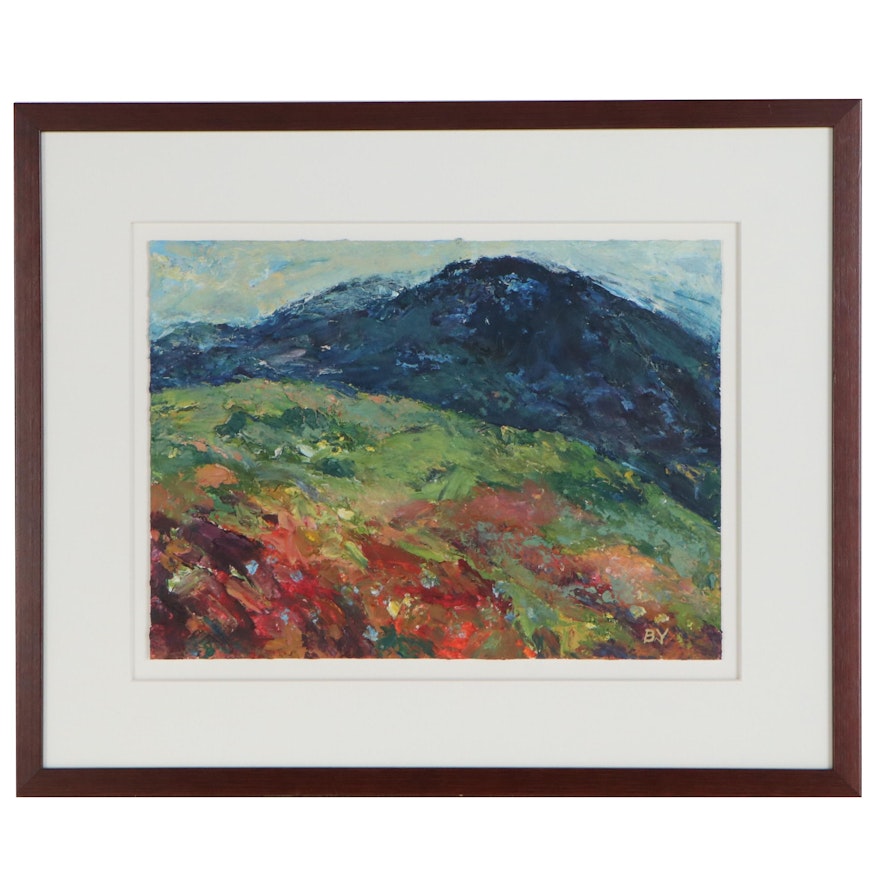 Oil Painting of Impressionist Style Landscape, Late 20th Century
