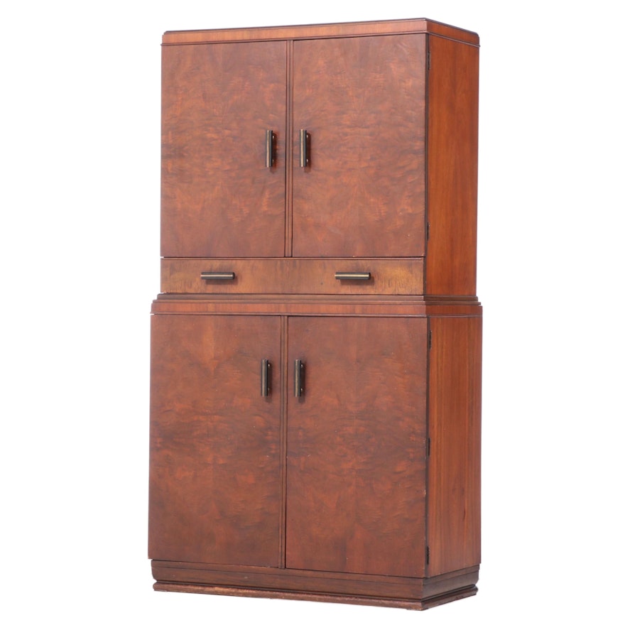 Art Deco Walnut Skyscraper Style Cabinet, circa 1930