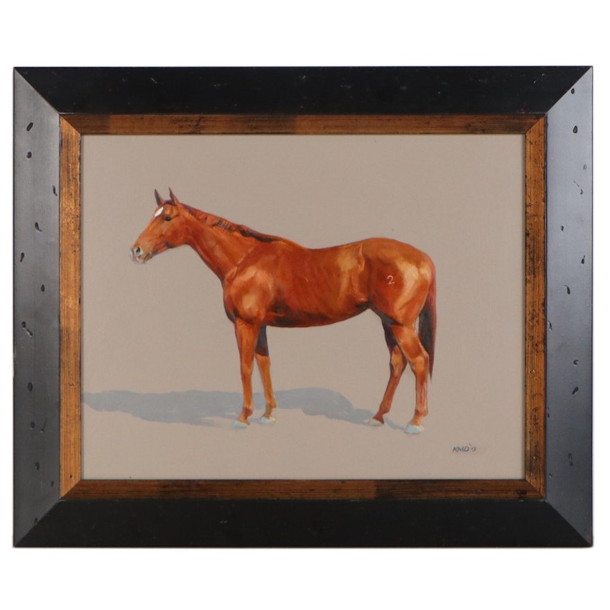 K.M. Daly Oil Painting of Chestnut Horse, 2003