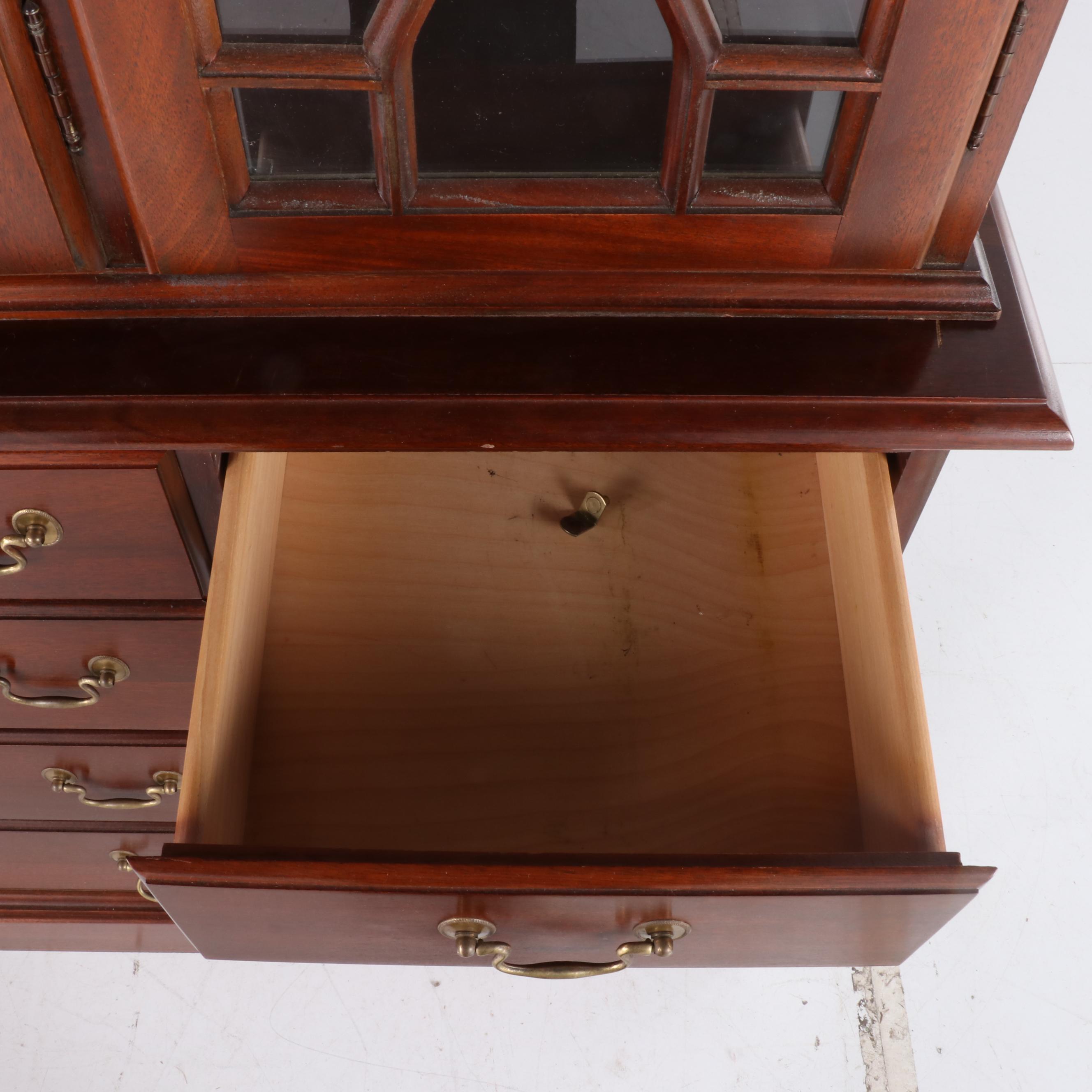 Jamestown Sterling 2-Piece Cherry Illuminated China Cabinet, Late 20th Century