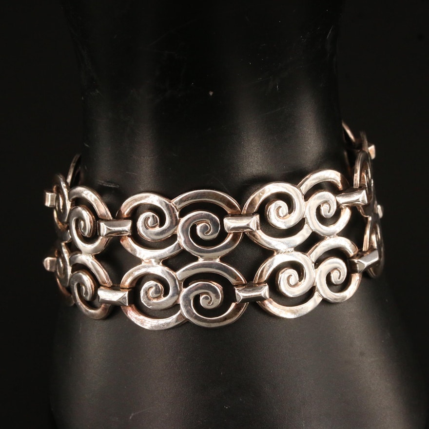 Sterling Swirl Double Row Bracelet