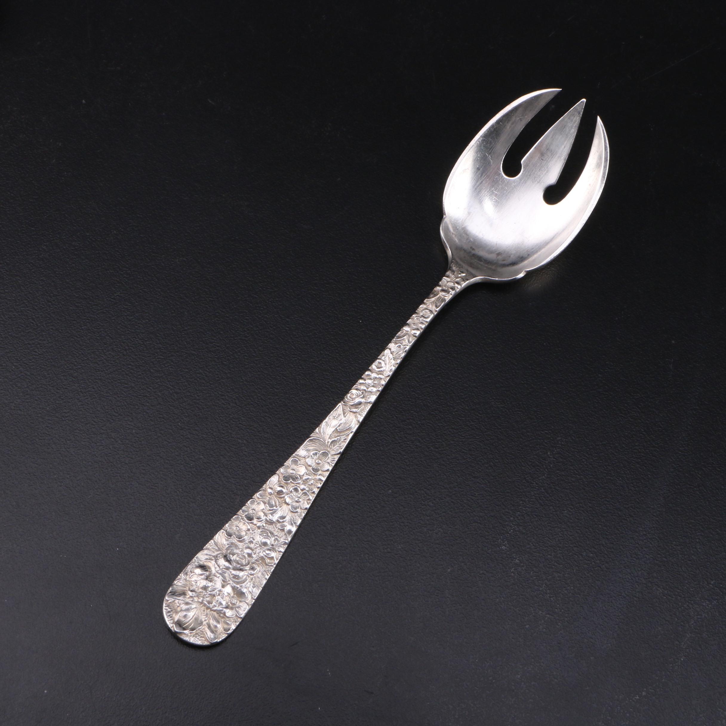 Stieff "Rose" Repoussé Sterling Silver Ice Cream Forks