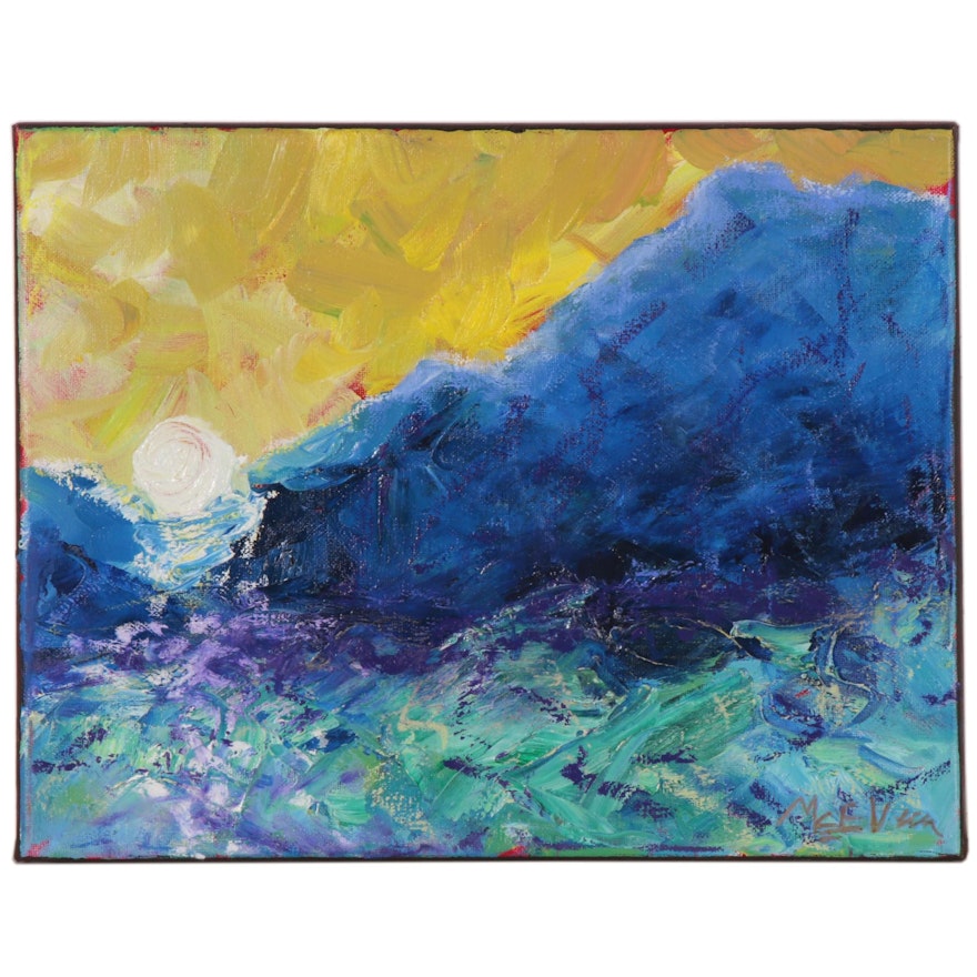 Claire McElveen Landscape Oil Painting "Sunrise Mountain Pass", 2020