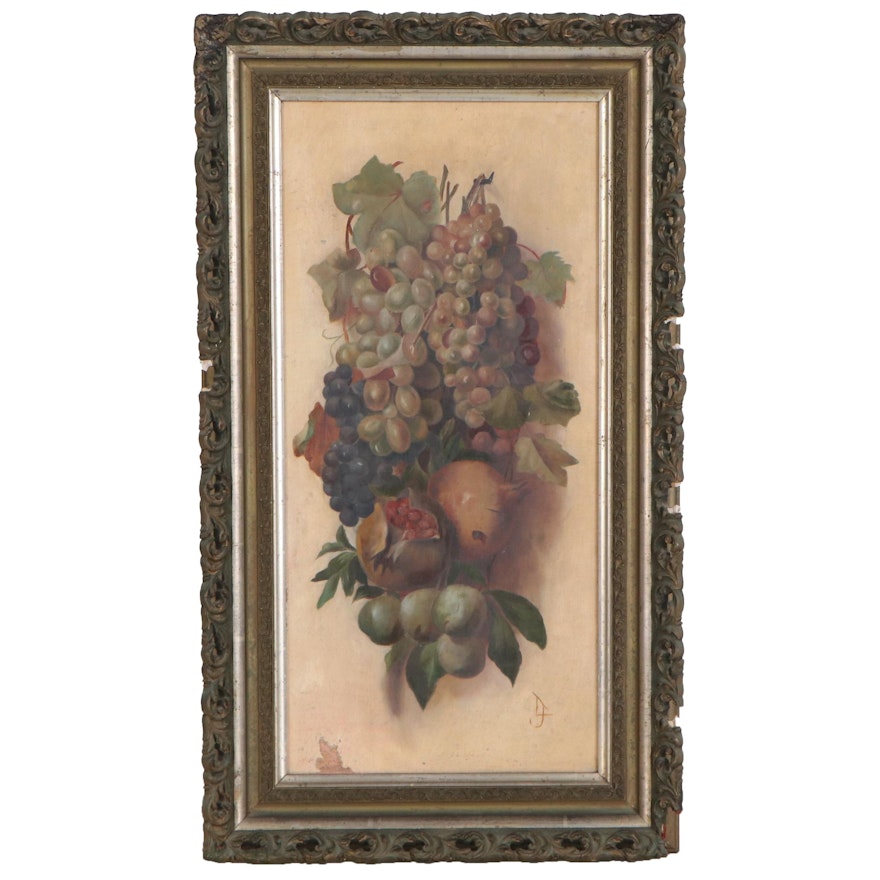 Oil Painting Still Life with Fruit, Late 19th Century