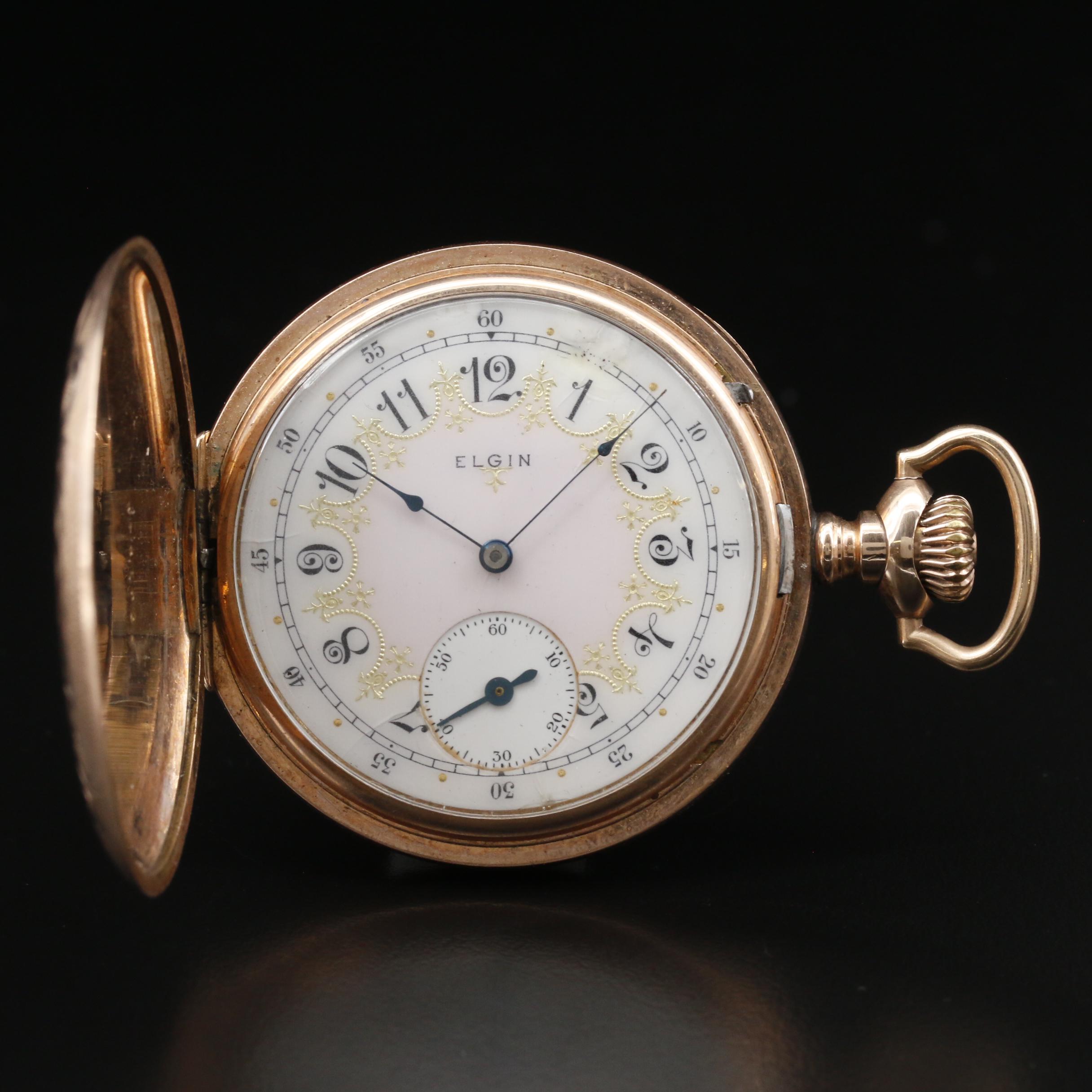 1912 Elgin "Father Time" Gold Filled Hunters Case Pocket Watch