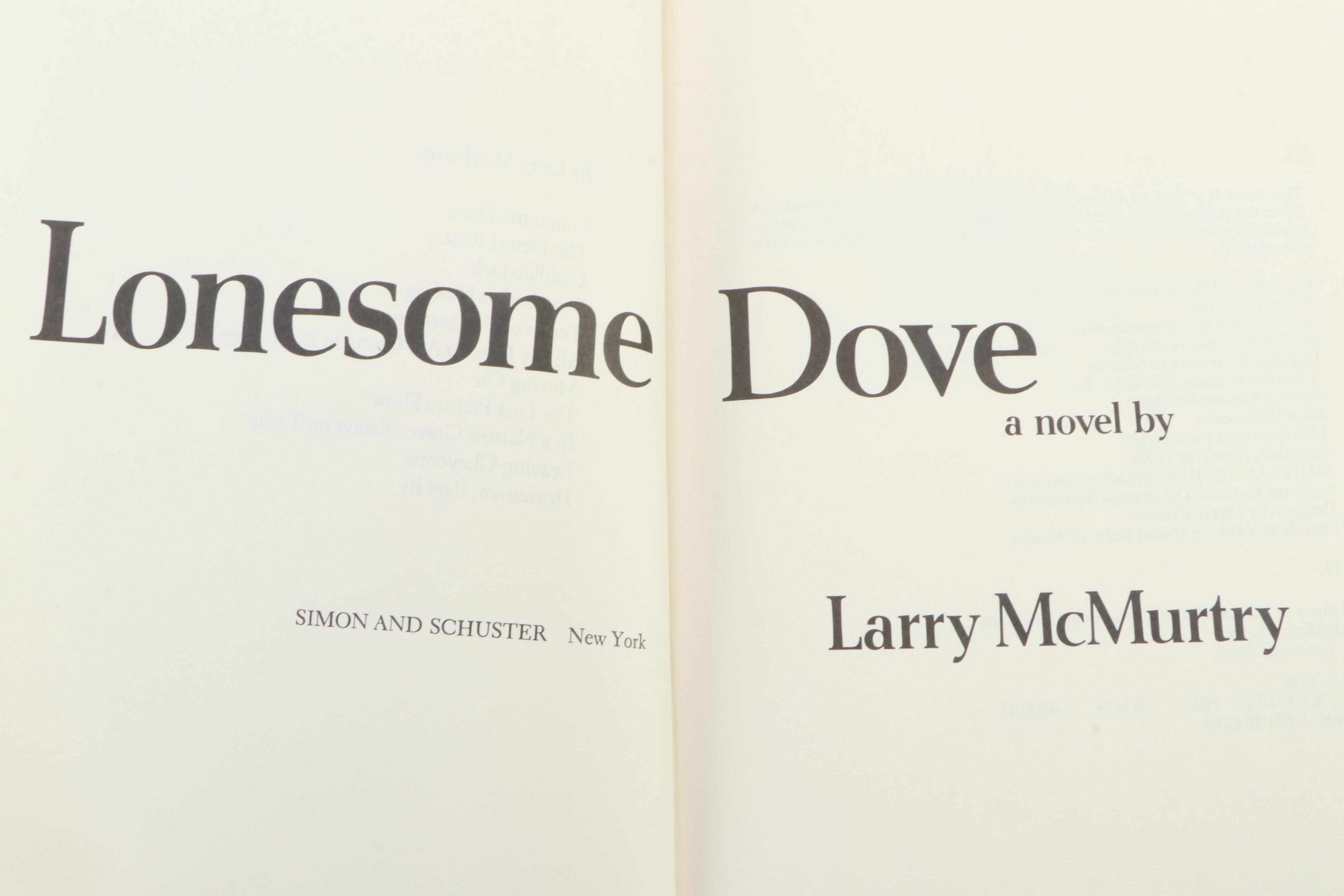 Signed "Lonesome Dove" by Larry McMurtry with Dust Jacket, 1985