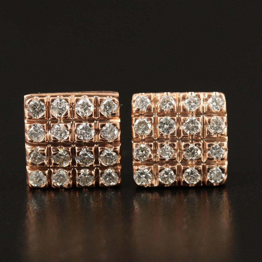 14K 1.02 CTW Diamond Earrings with Square Design