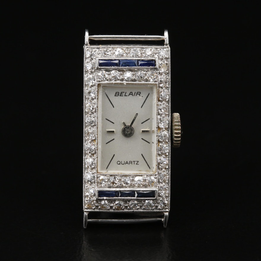 Platinum Diamonds and Sapphires Quartz Watch