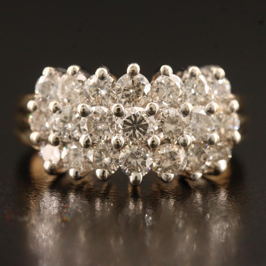 14K Triple Row 1.90 CTW Diamond Ring