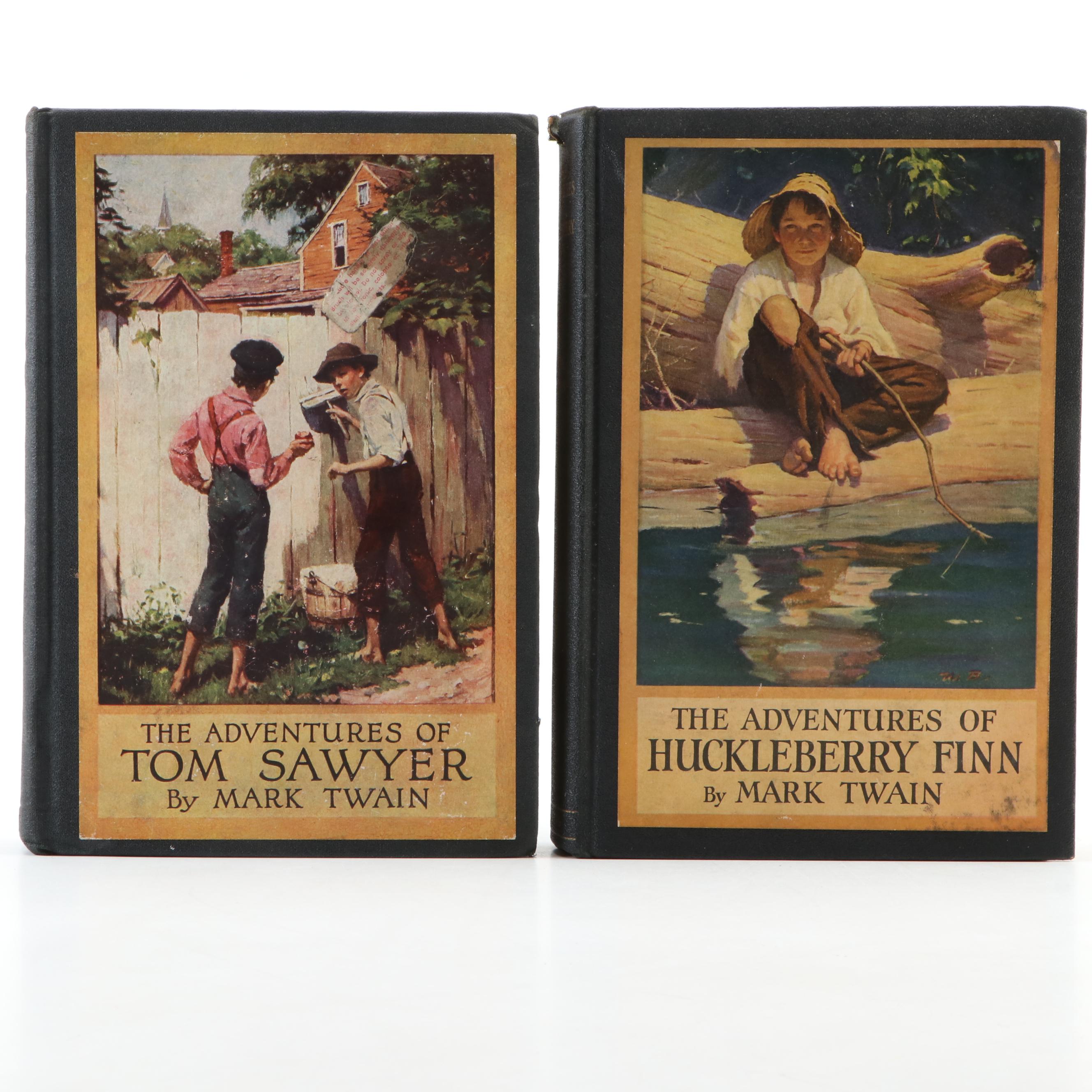 Illustrated "The Adventures of Tom Sawyer" and "Huckleberry Finn" by Twain