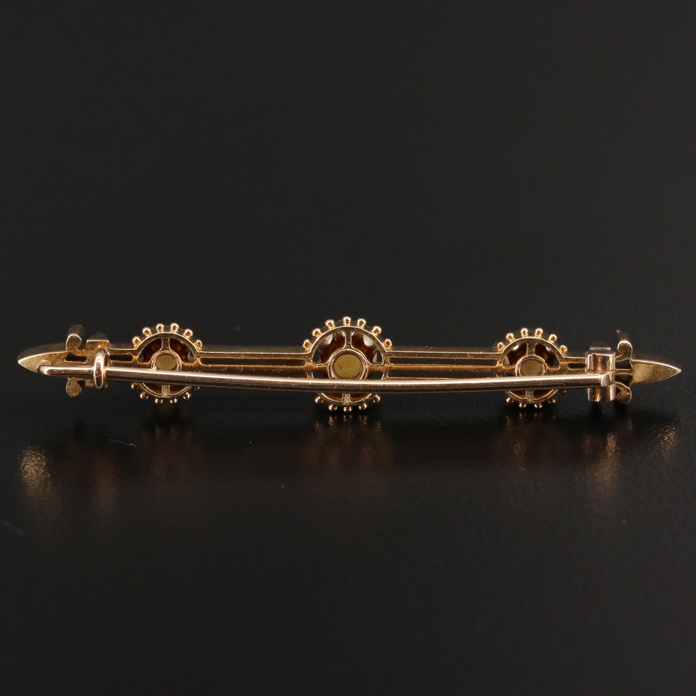 Mid-Victorian 18K Pearl Bar Brooch