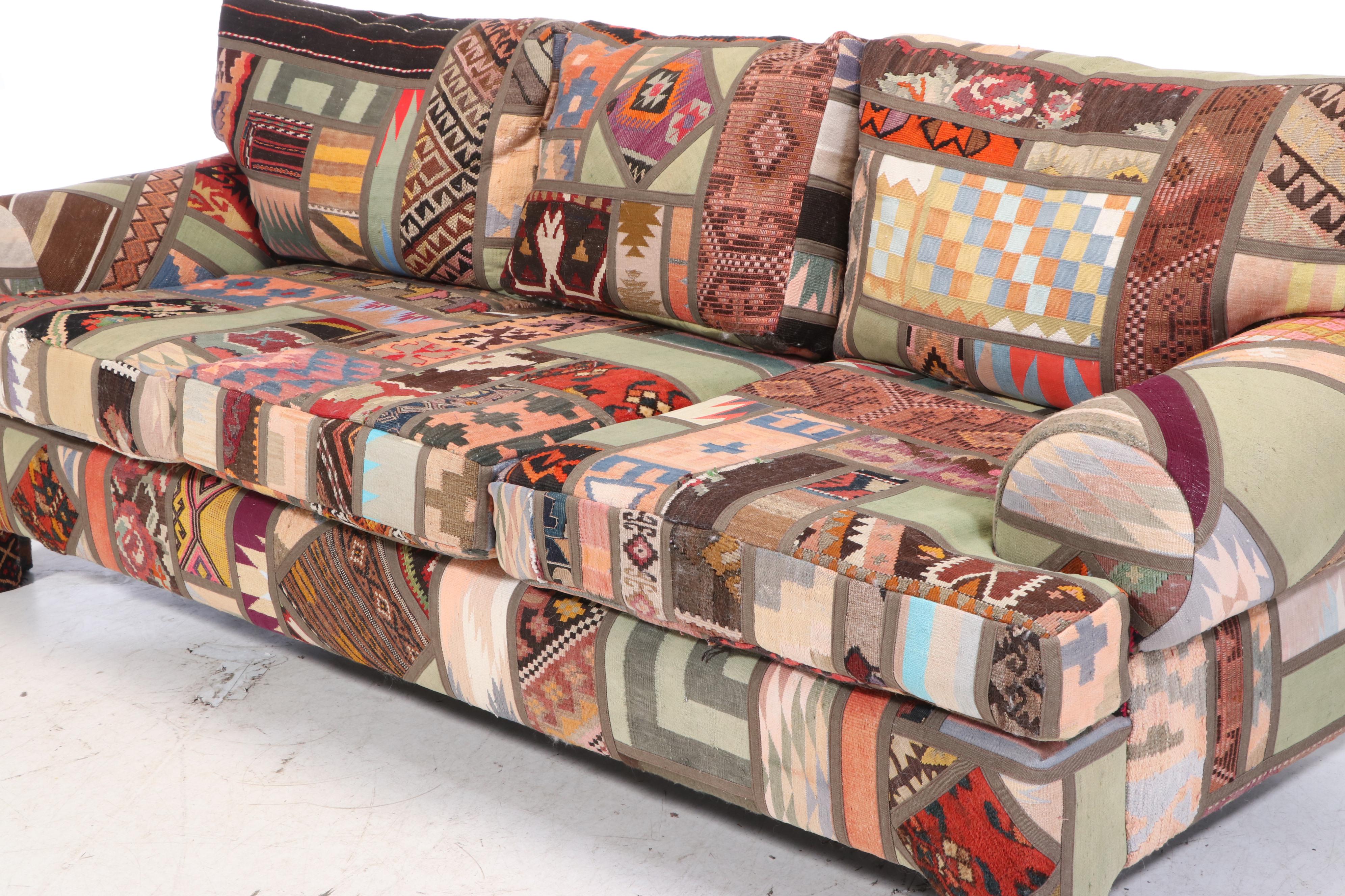 Seret & Sons Santa Fe Patchwork Rug Upholstered Sofa