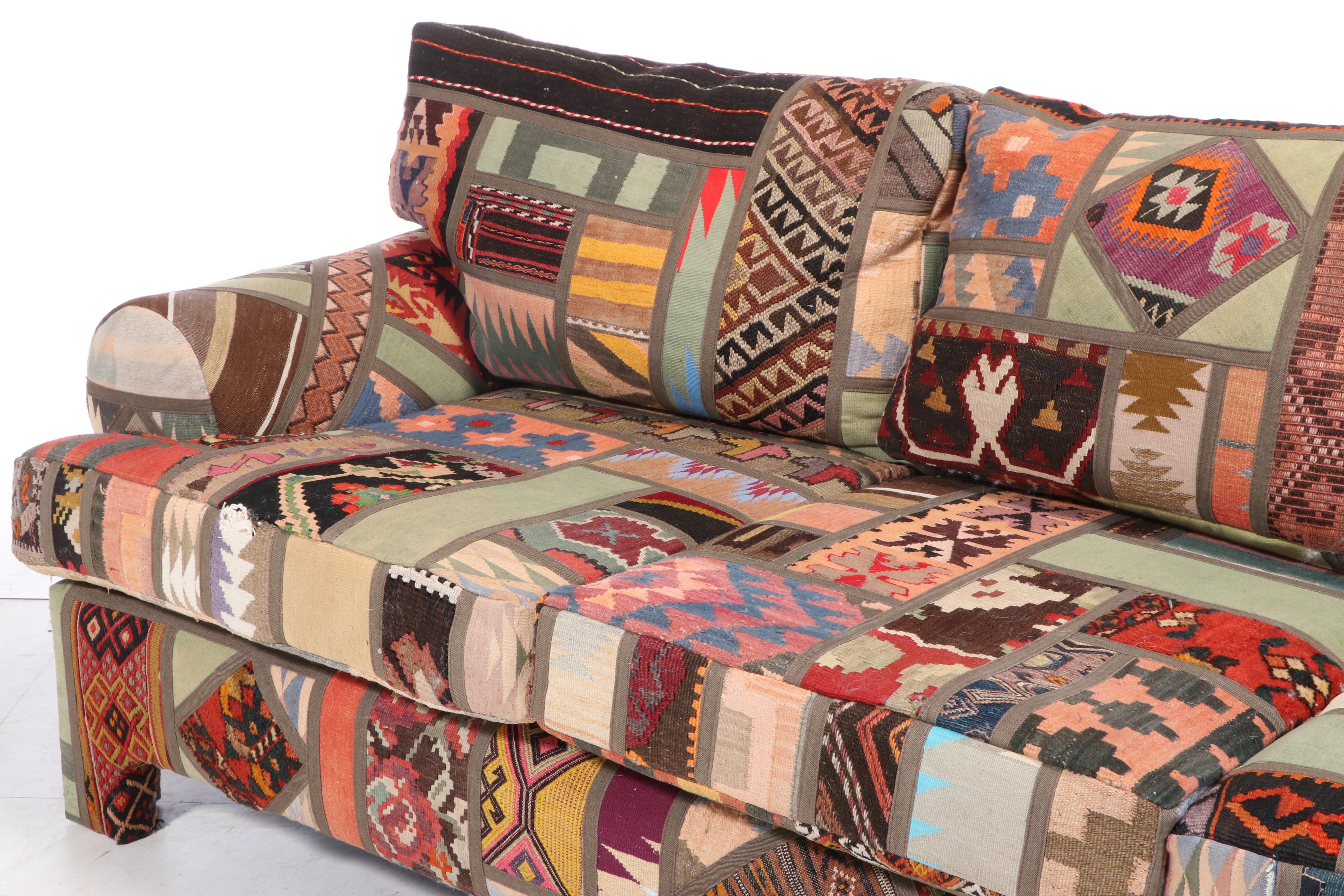 Seret & Sons Santa Fe Patchwork Rug Upholstered Sofa