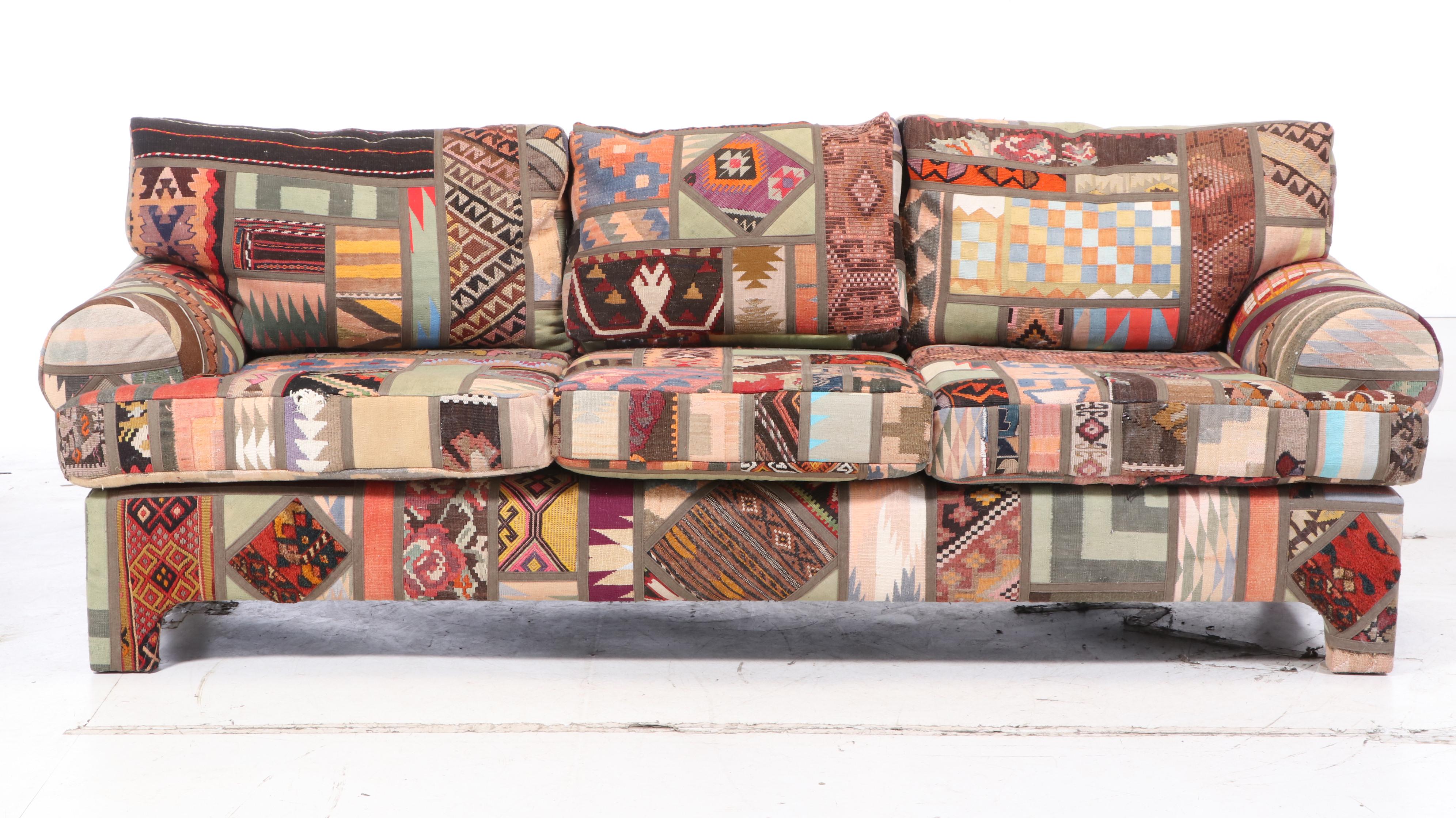 Seret & Sons Santa Fe Patchwork Rug Upholstered Sofa