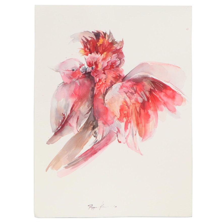Pippa Kim Watercolor Painting of Birds, 2020