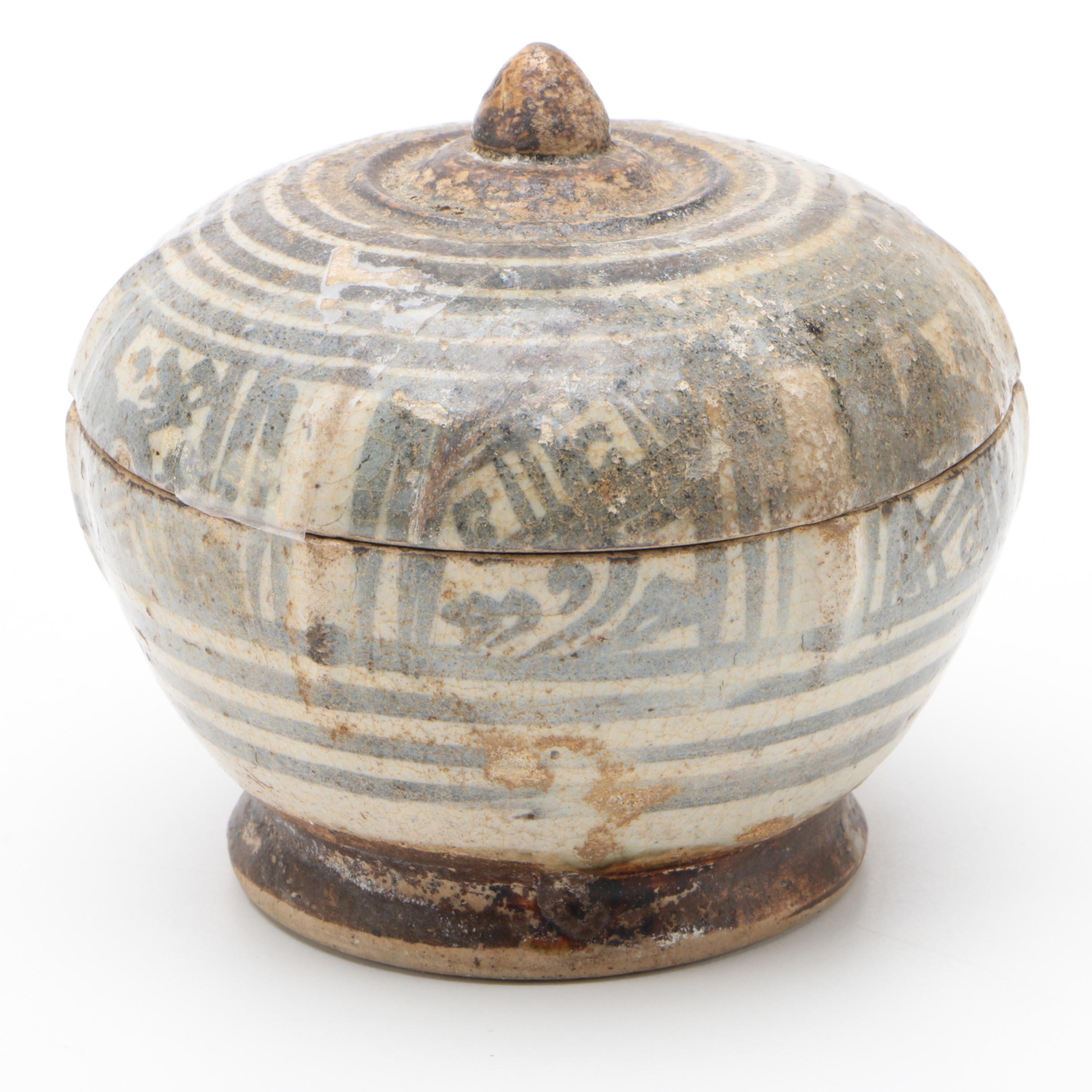 Thai Sawankhalok Ceramic Covered Jarlet, 15th Century