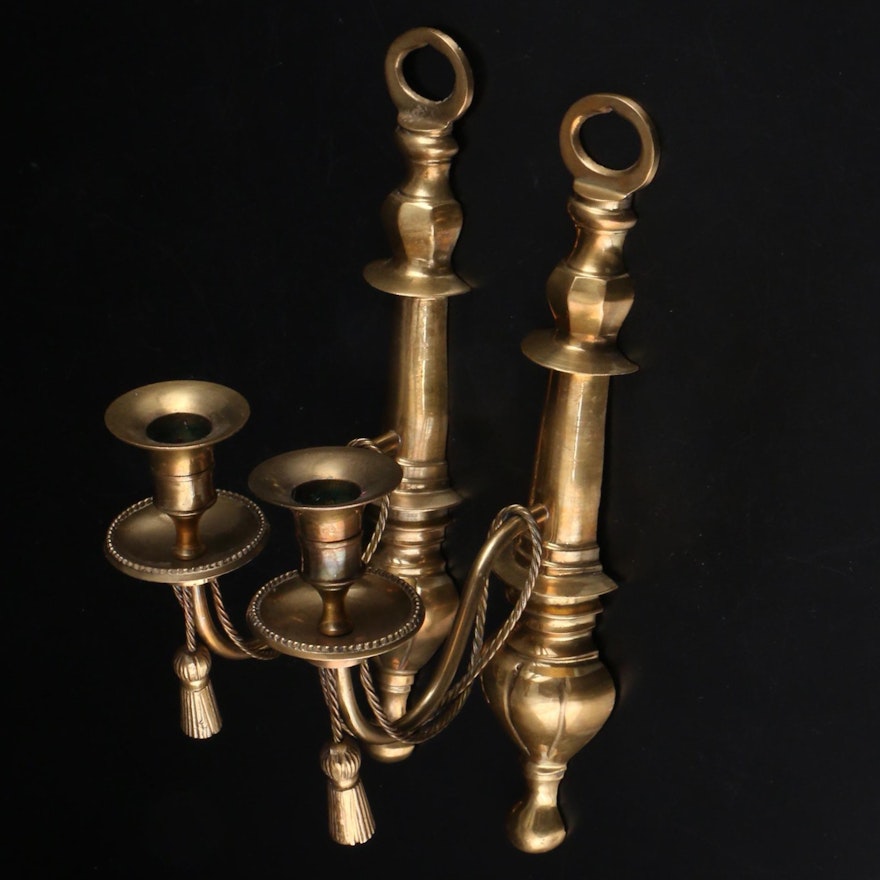 Indian Brass Wall Sconces, Mid to Late 20th Century