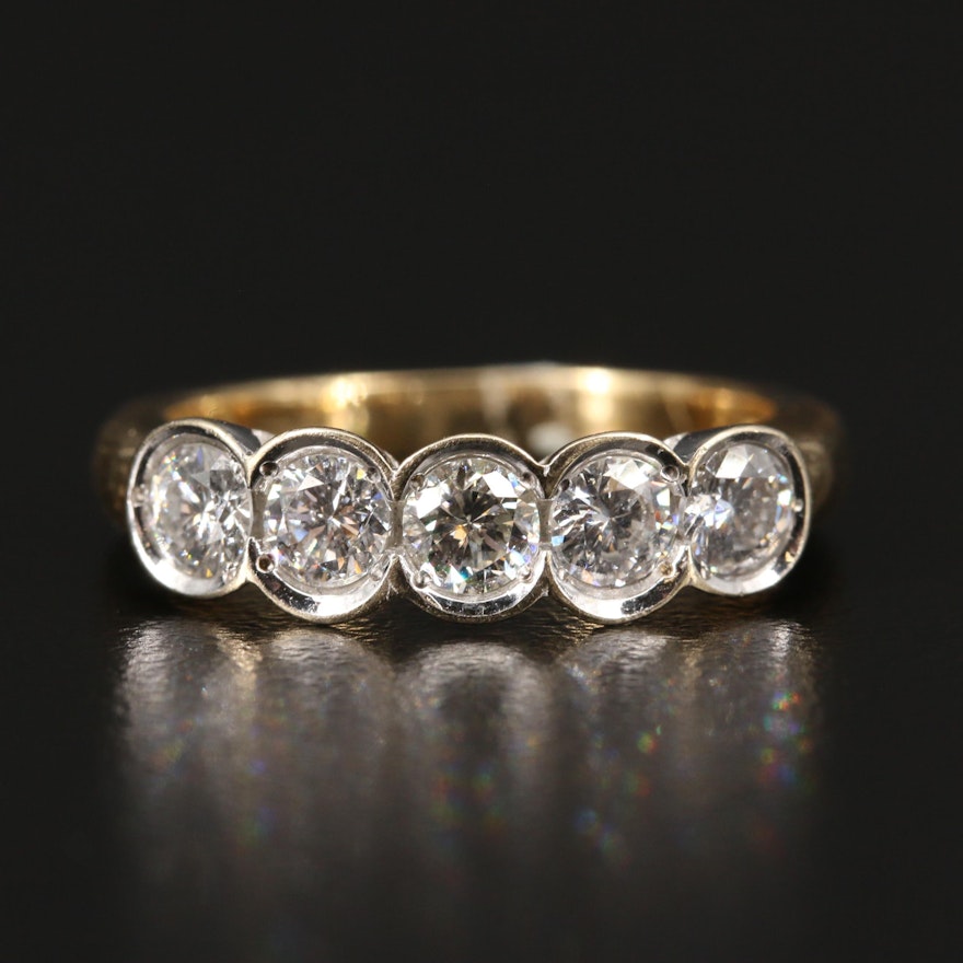 18K Two-Tone 1.00 CTW Diamond Five Stone Ring