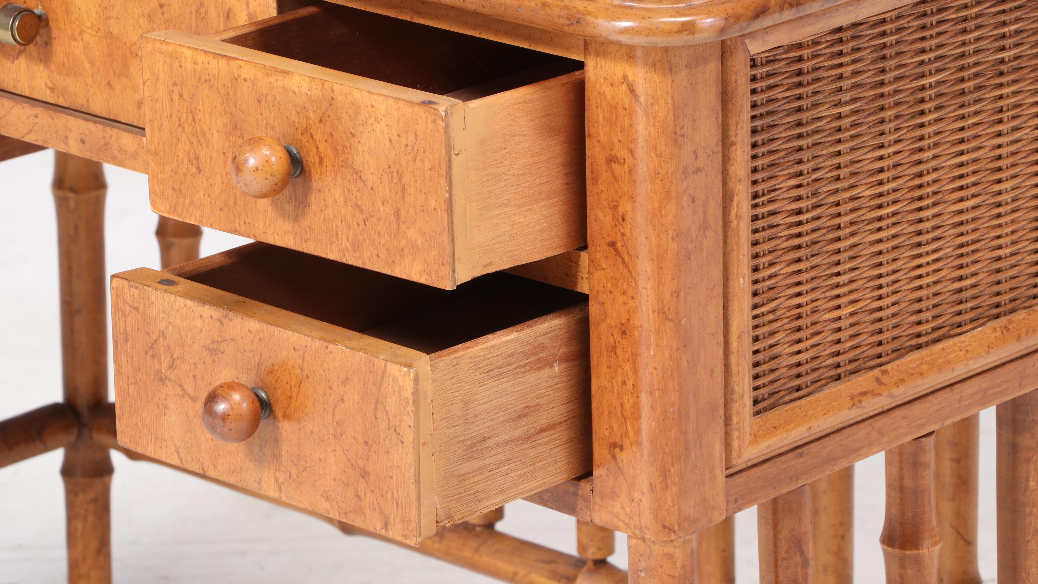 American of Martinsville Faux-Bamboo and Wicker Desk, Mid to Late 20th Century