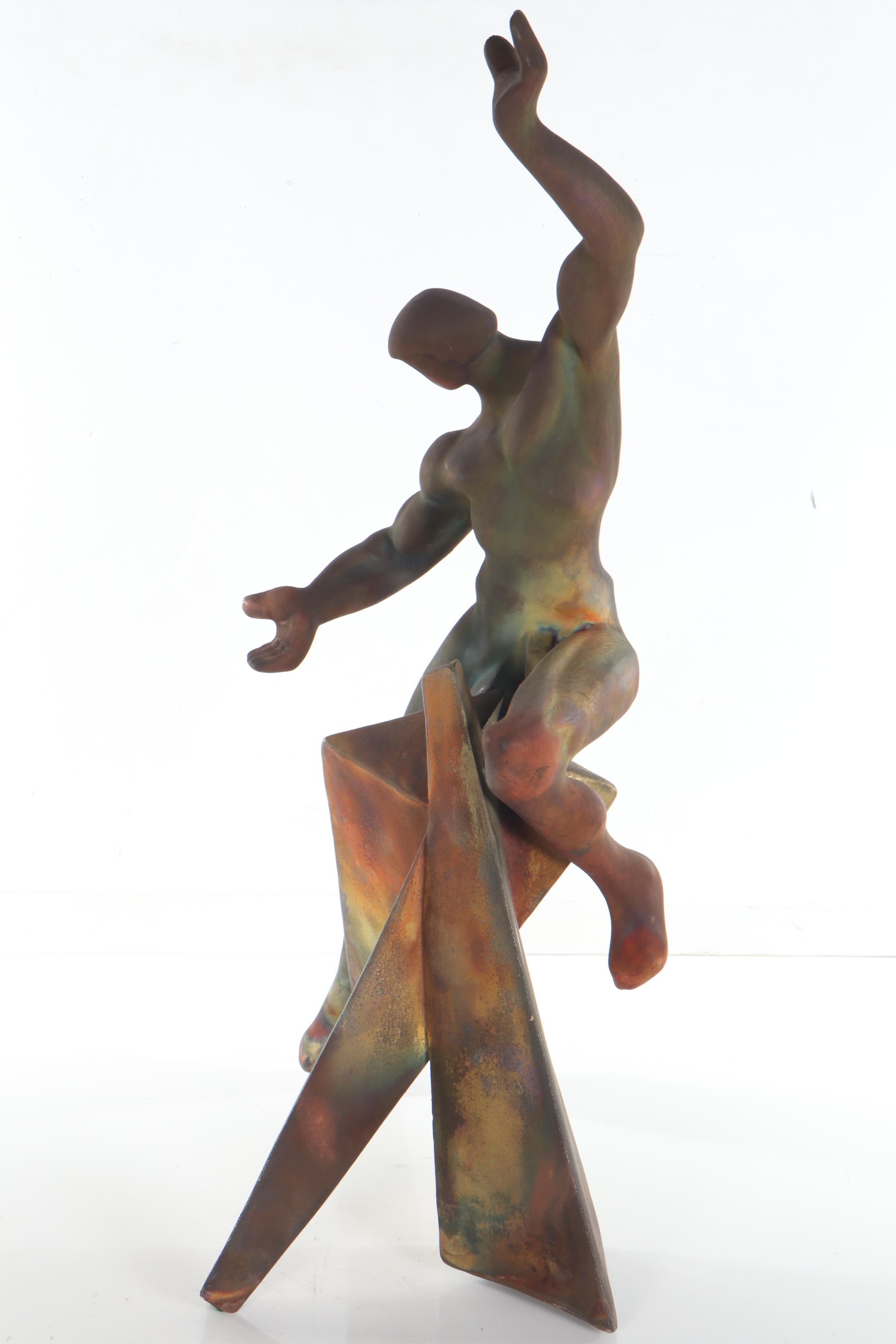 George Tudzarov "Zaro" Raku Fired Figural Stoneware Sculpture, 1995