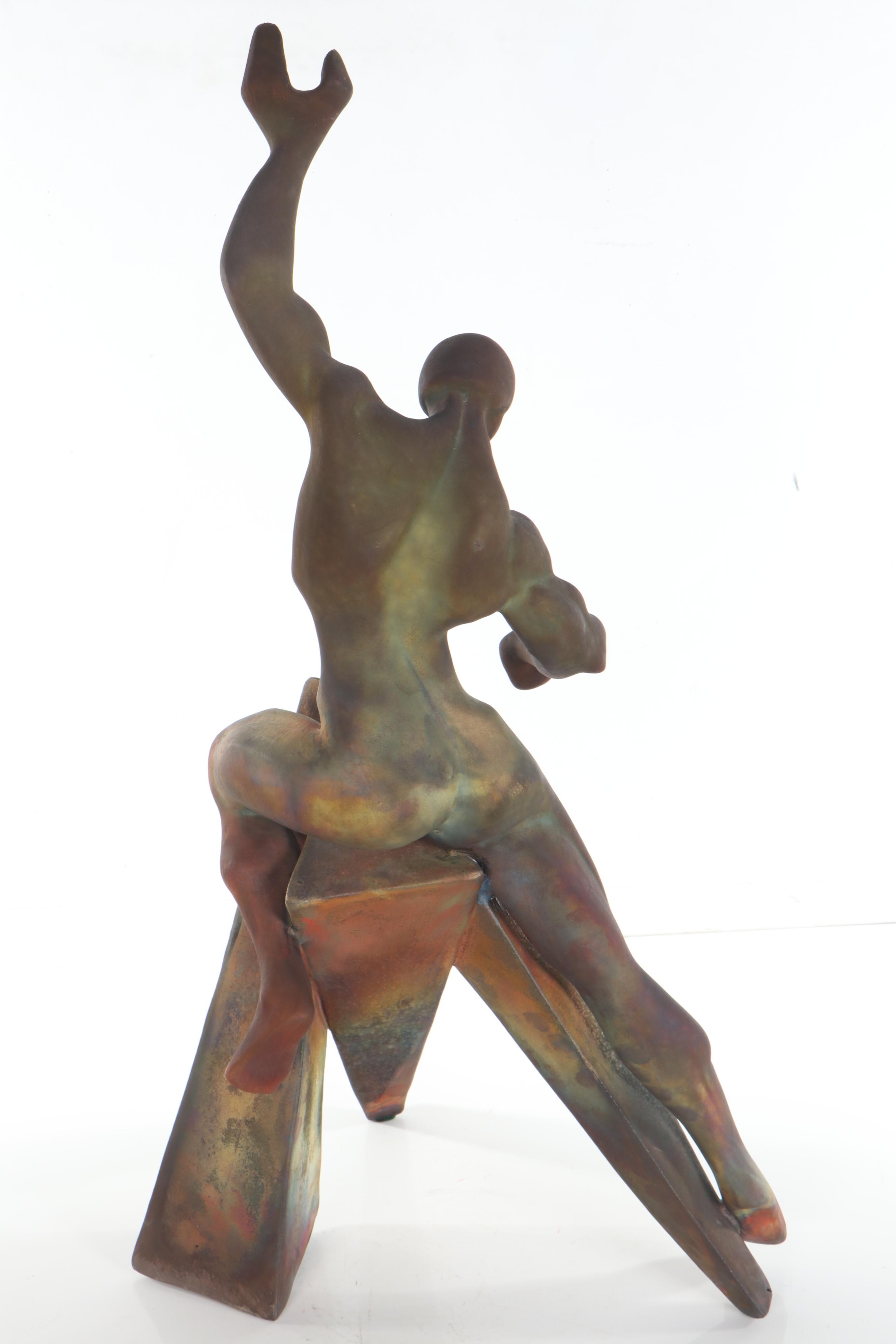 George Tudzarov "Zaro" Raku Fired Figural Stoneware Sculpture, 1995