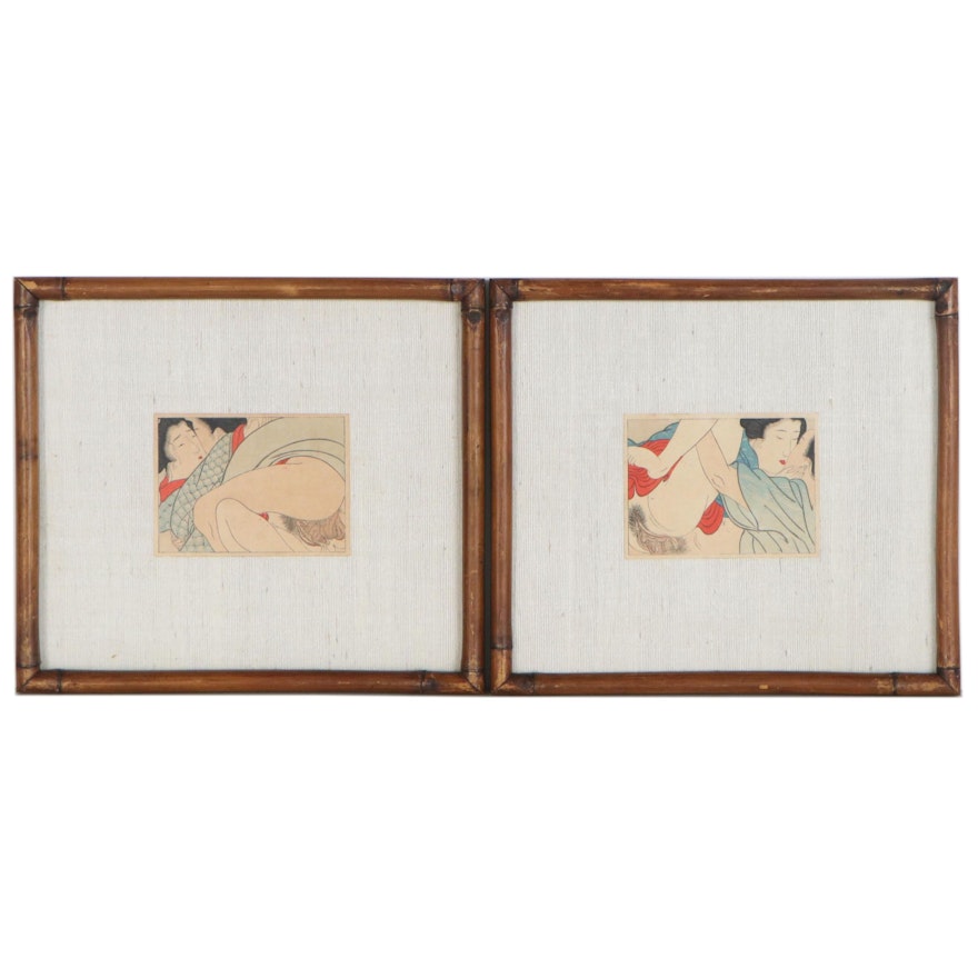 Japanese Erotic Shunga Woodblocks, Late 19th Century