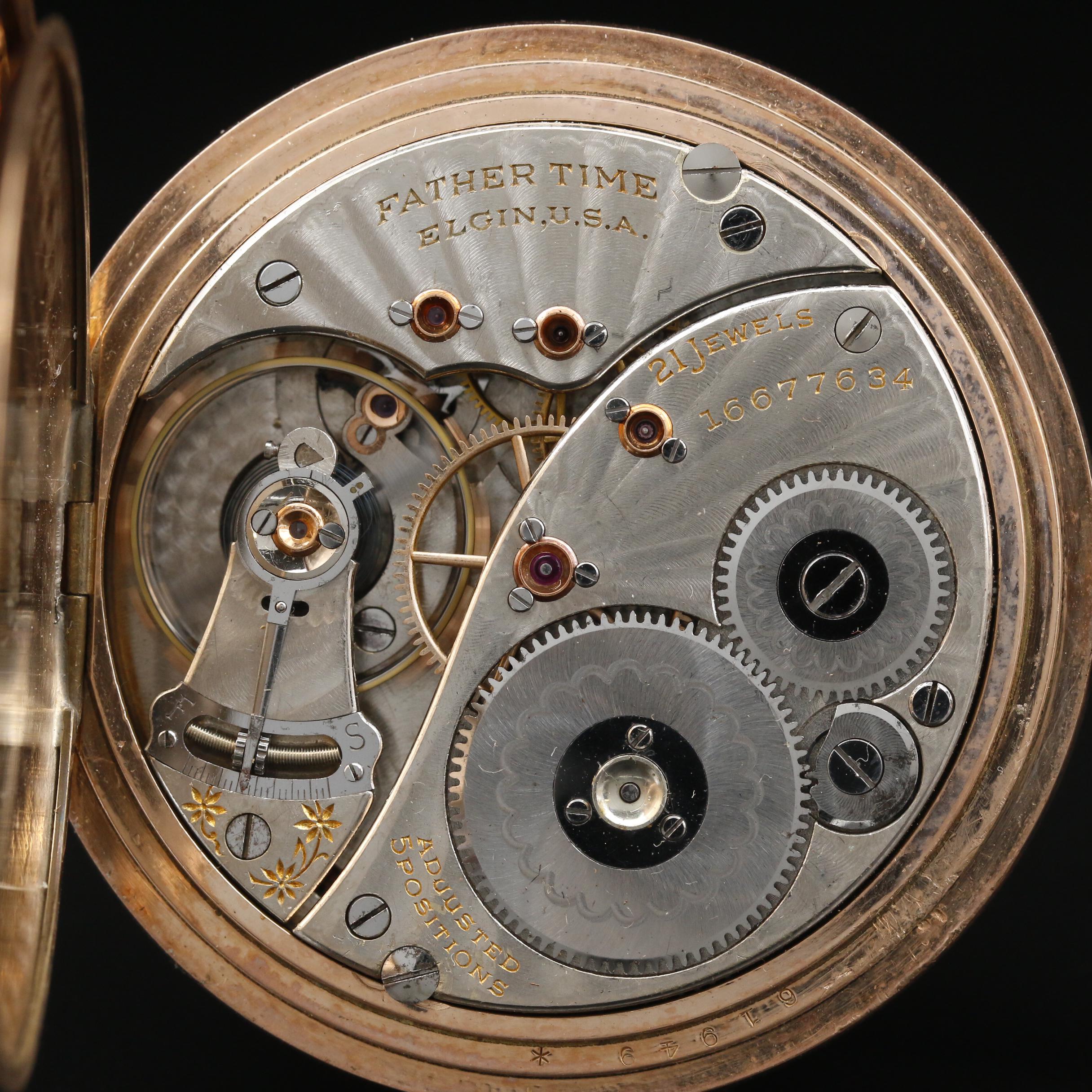 1912 Elgin "Father Time" Gold Filled Hunters Case Pocket Watch