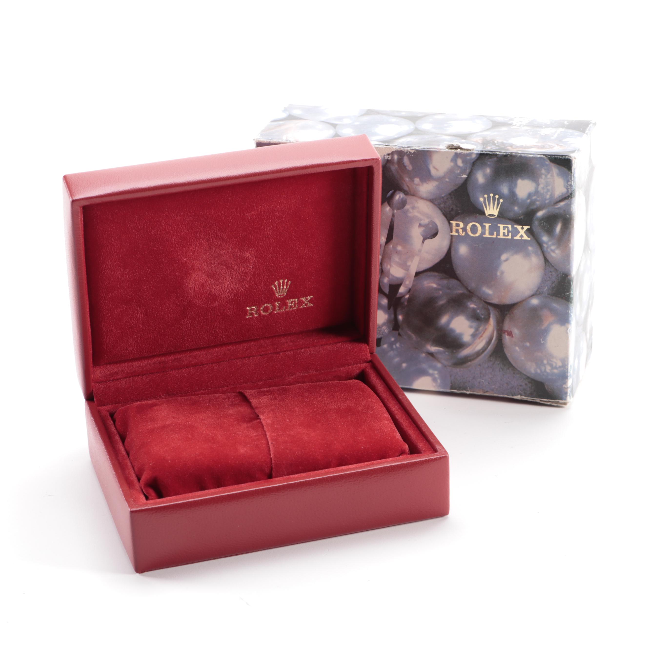 Rolex Red Pebble Leather Watch Case with Pillow and Protective Box