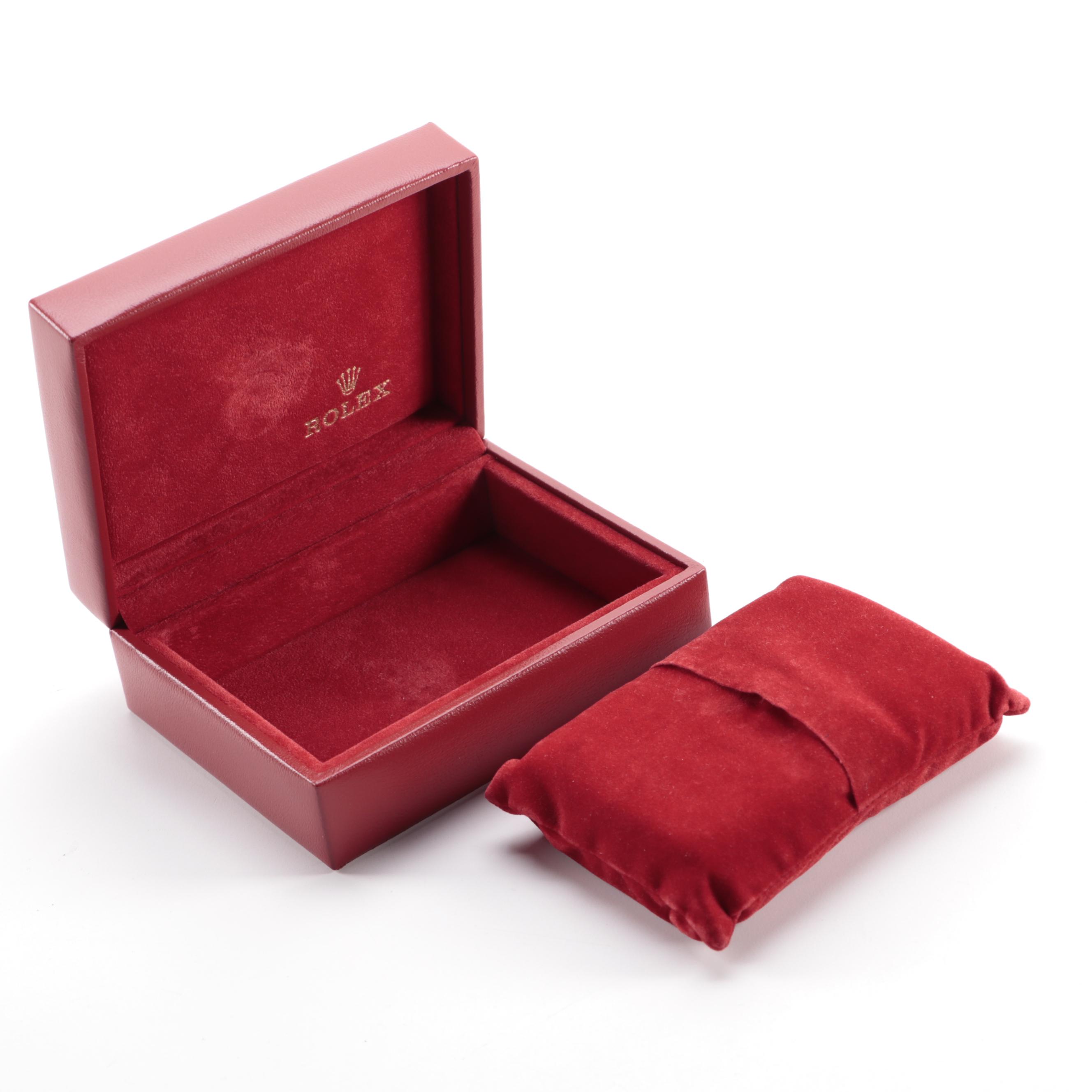 Rolex Red Pebble Leather Watch Case with Pillow and Protective Box