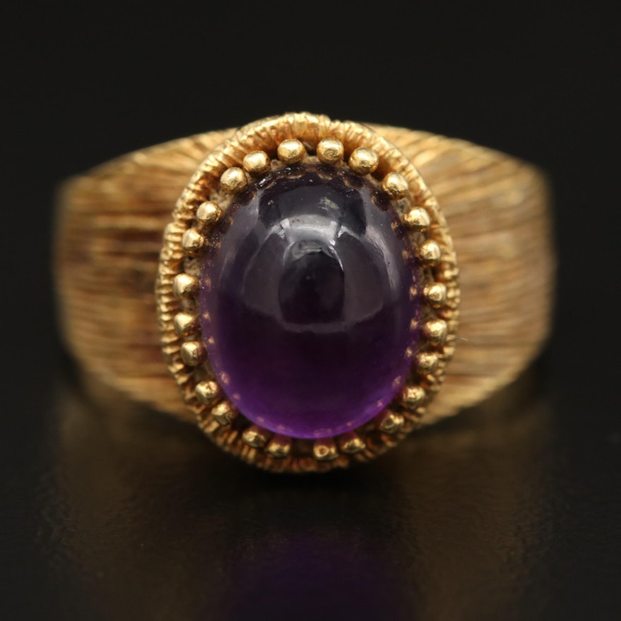 18K Amethyst Solitaire Ring