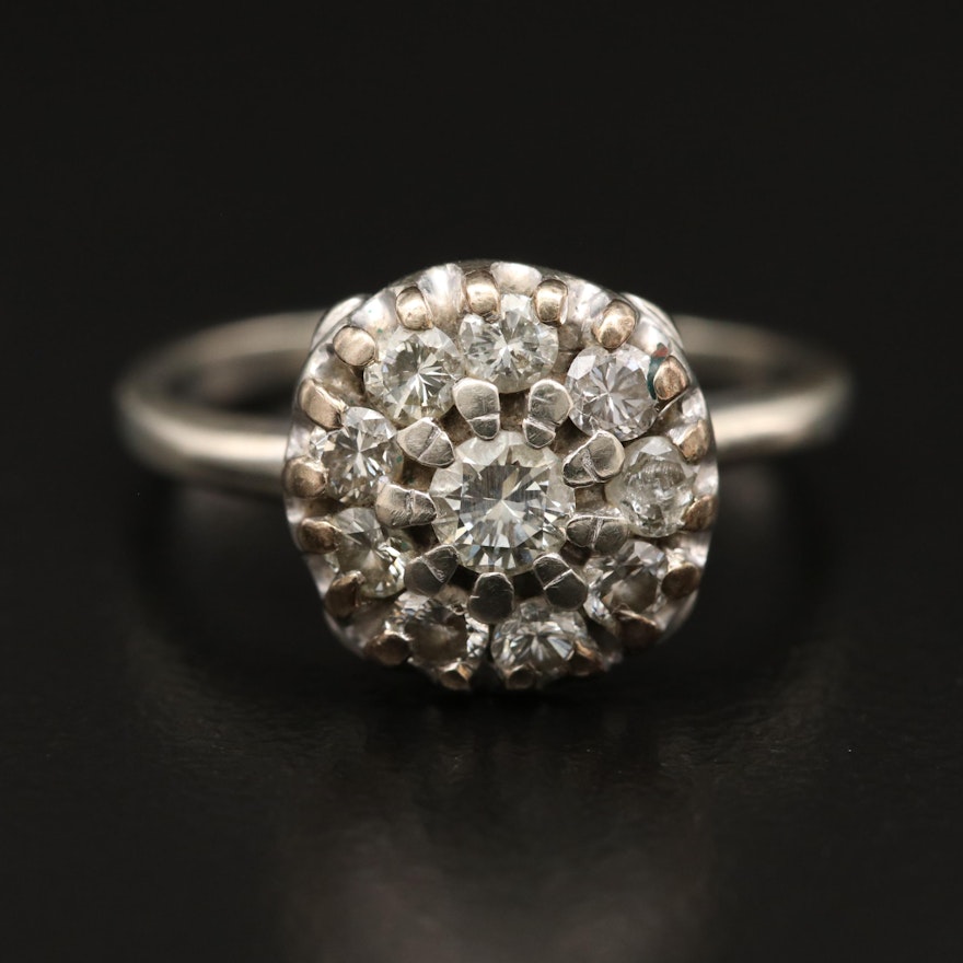 Vintage 14K Diamond Cluster Ring