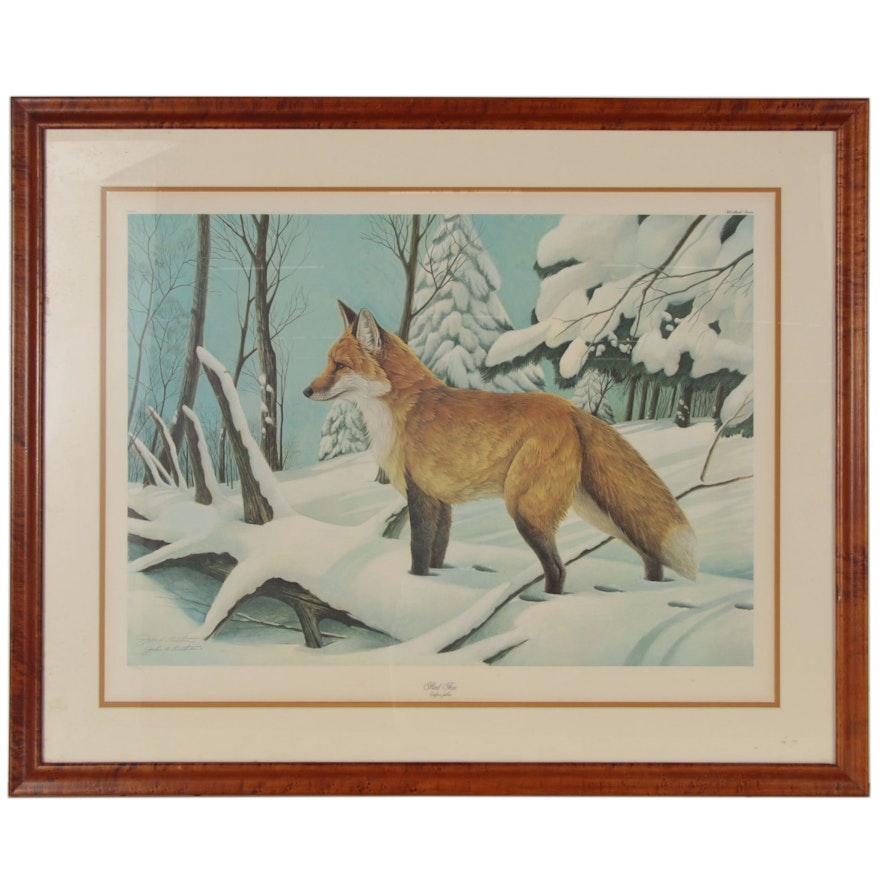 John Ruthven Offset Lithograph "Red Fox," Late 20th Century