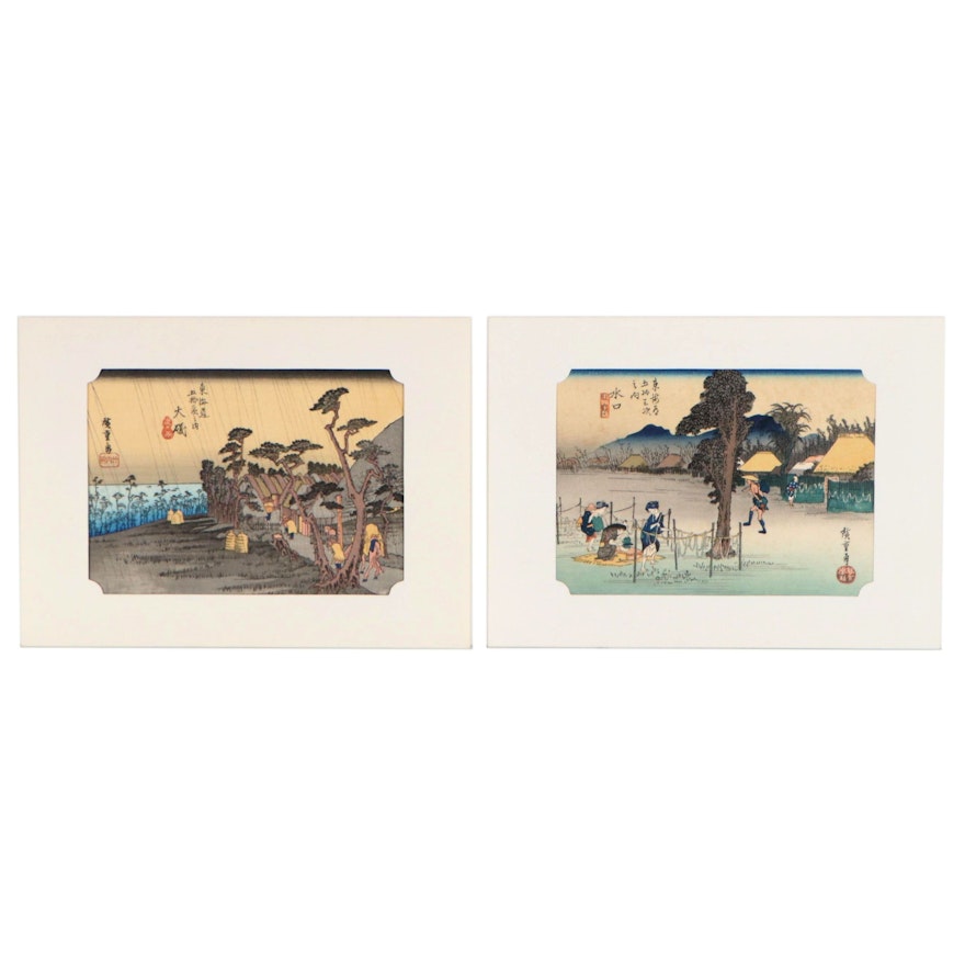 Woodblocks after Hiroshige from "Fifty-Three Stations of the Tokaido"