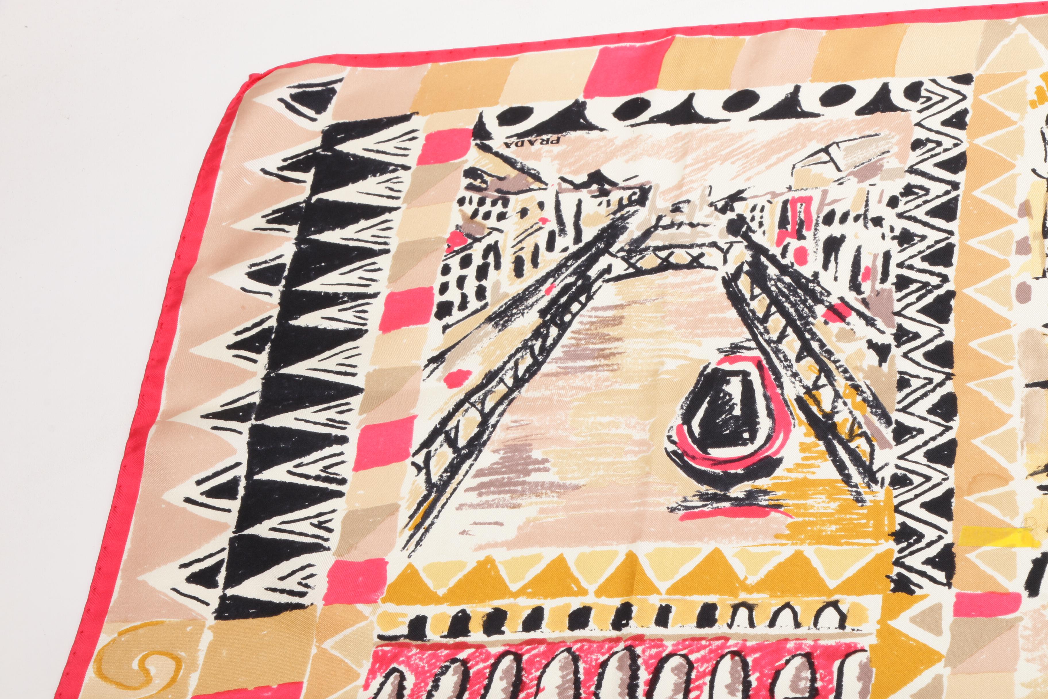 Prada Patterned Silk Scarf