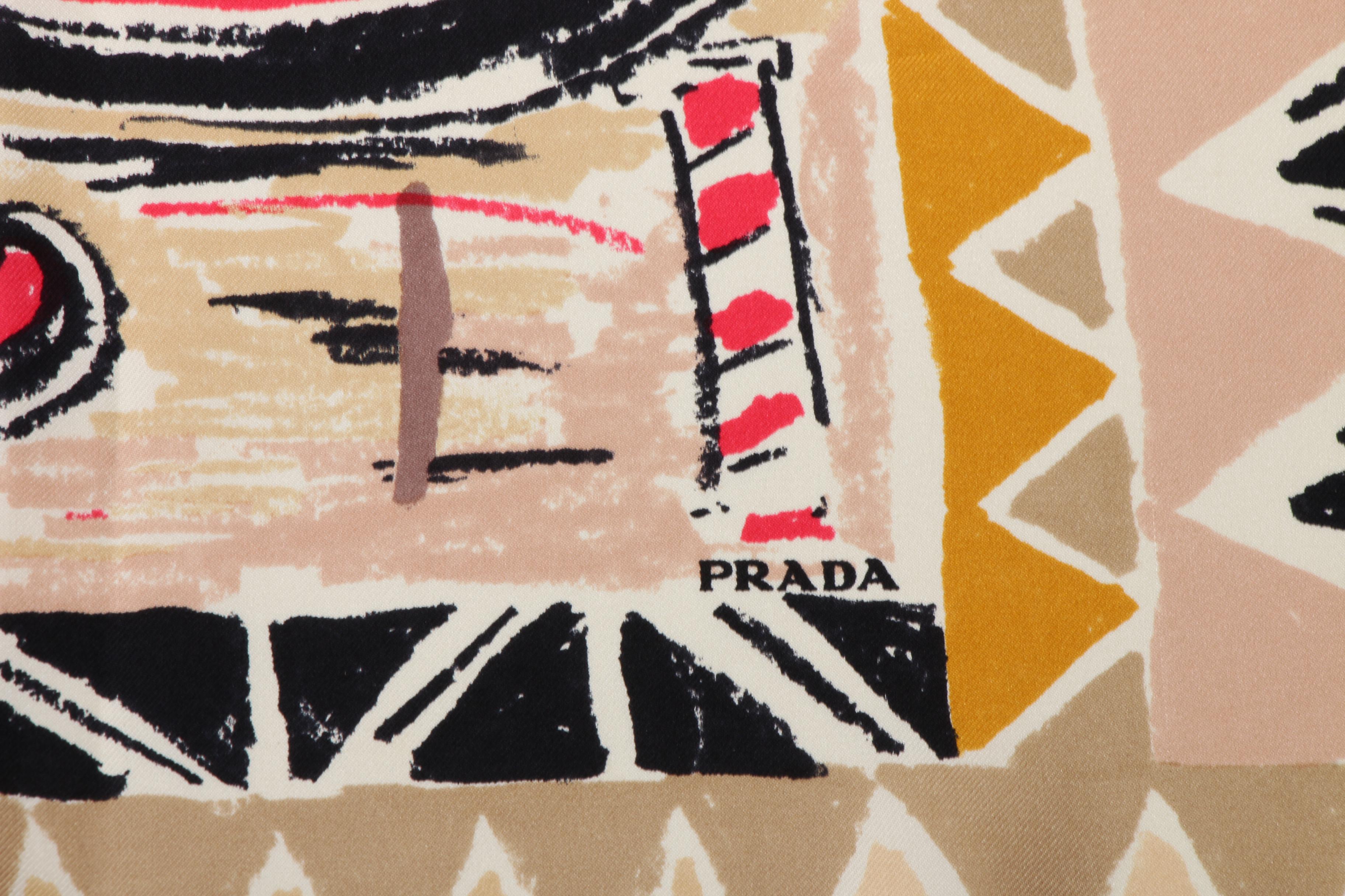 Prada Patterned Silk Scarf