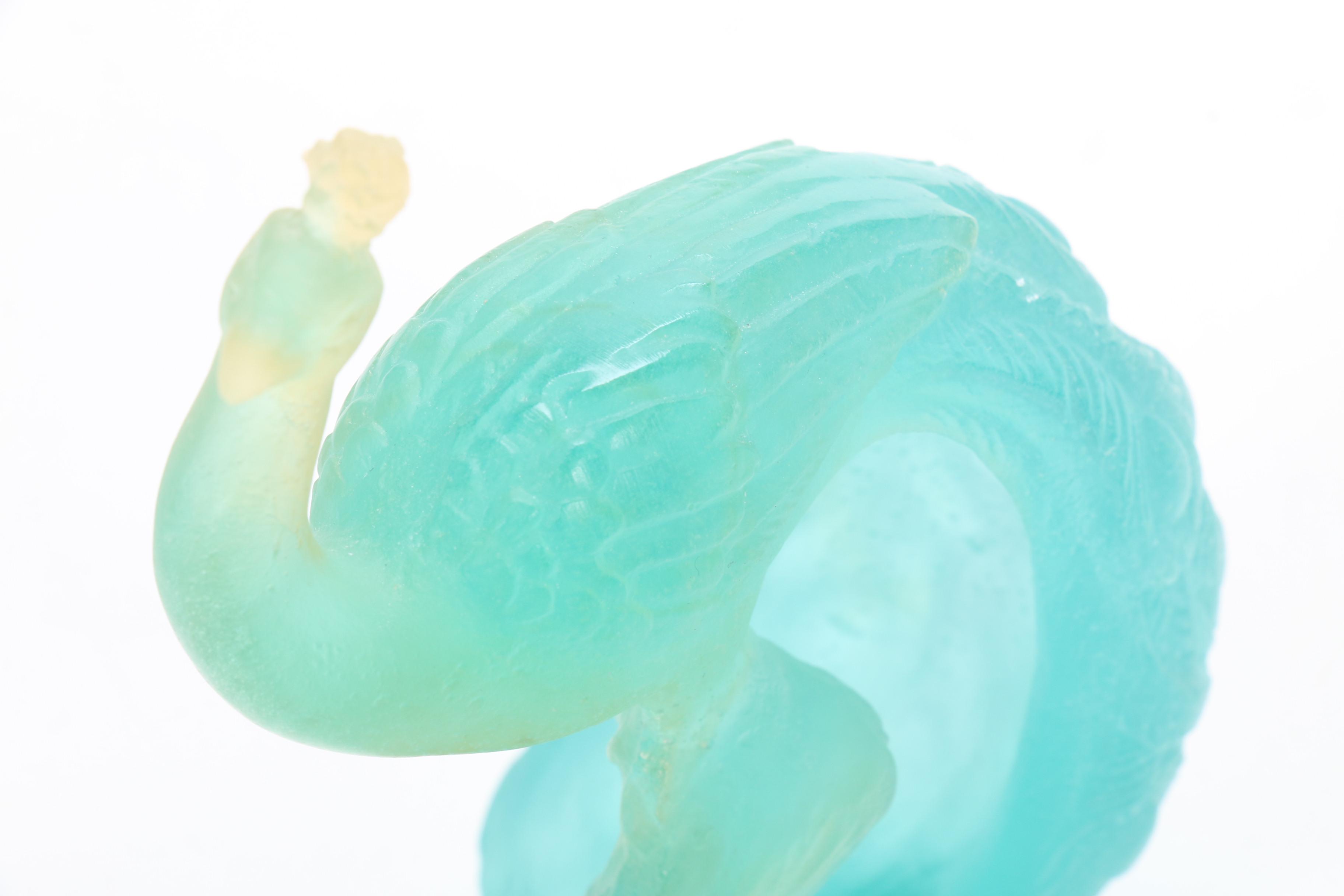 Daum France Pâte de verre Art Glass Peacock Figurine