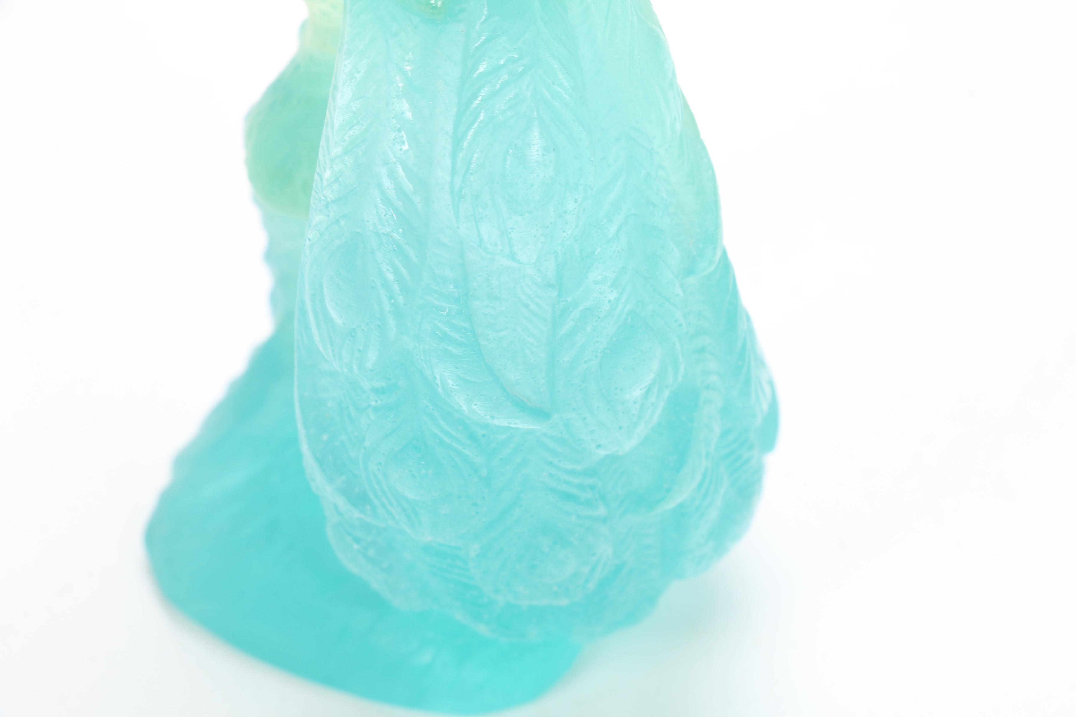 Daum France Pâte de verre Art Glass Peacock Figurine