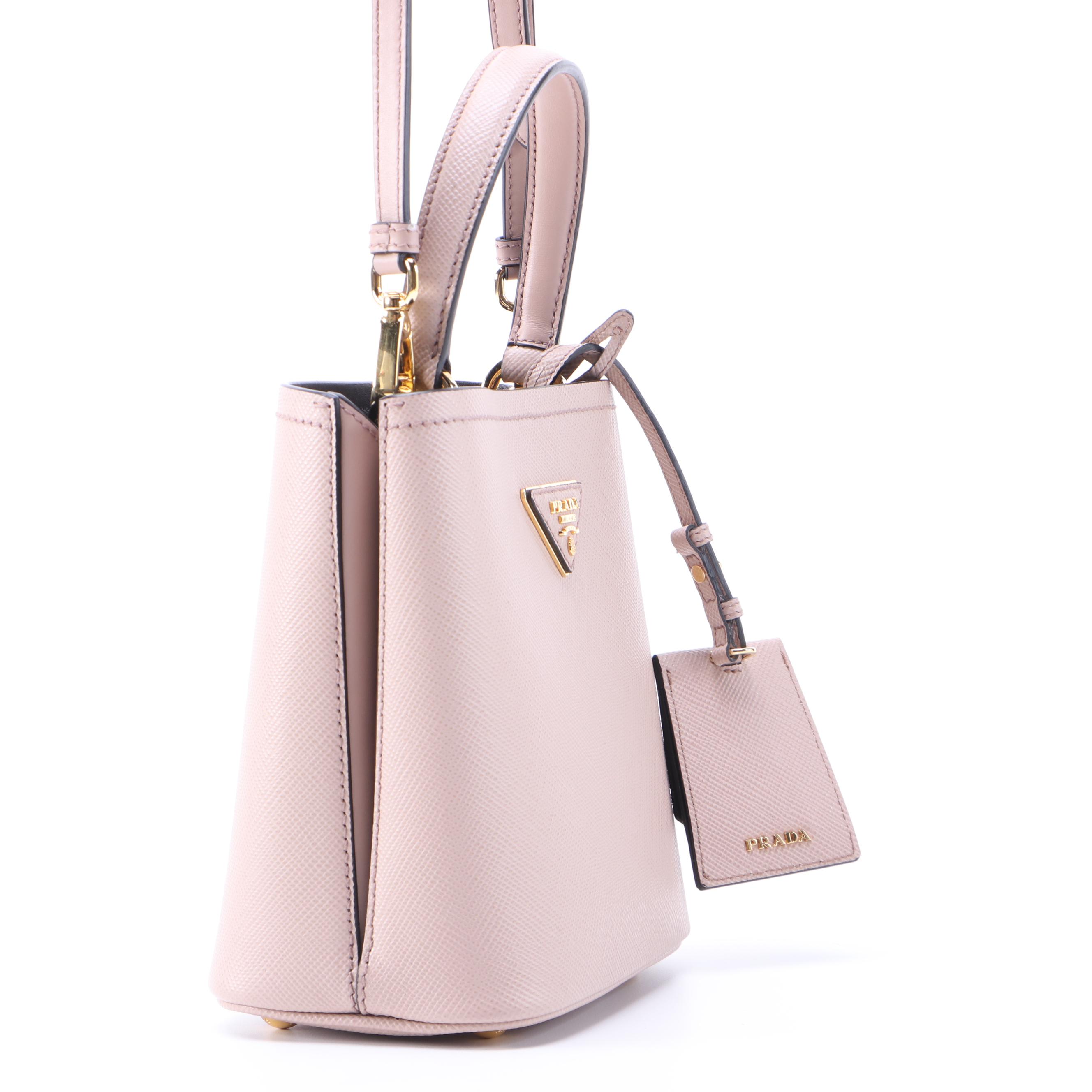 Prada Panier PM Bucket Bag in Blush Beige Saffiano Leather