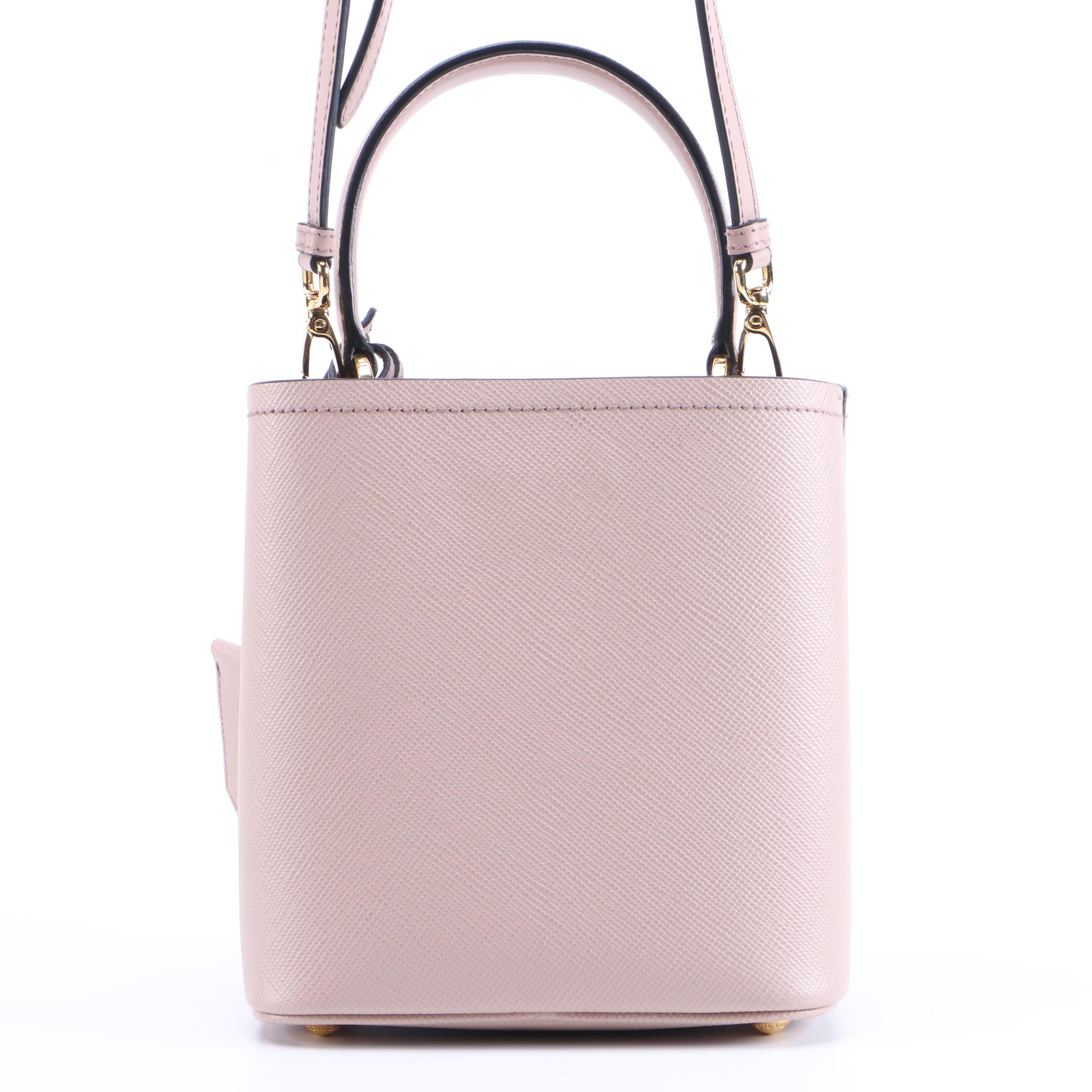 Prada Panier PM Bucket Bag in Blush Beige Saffiano Leather