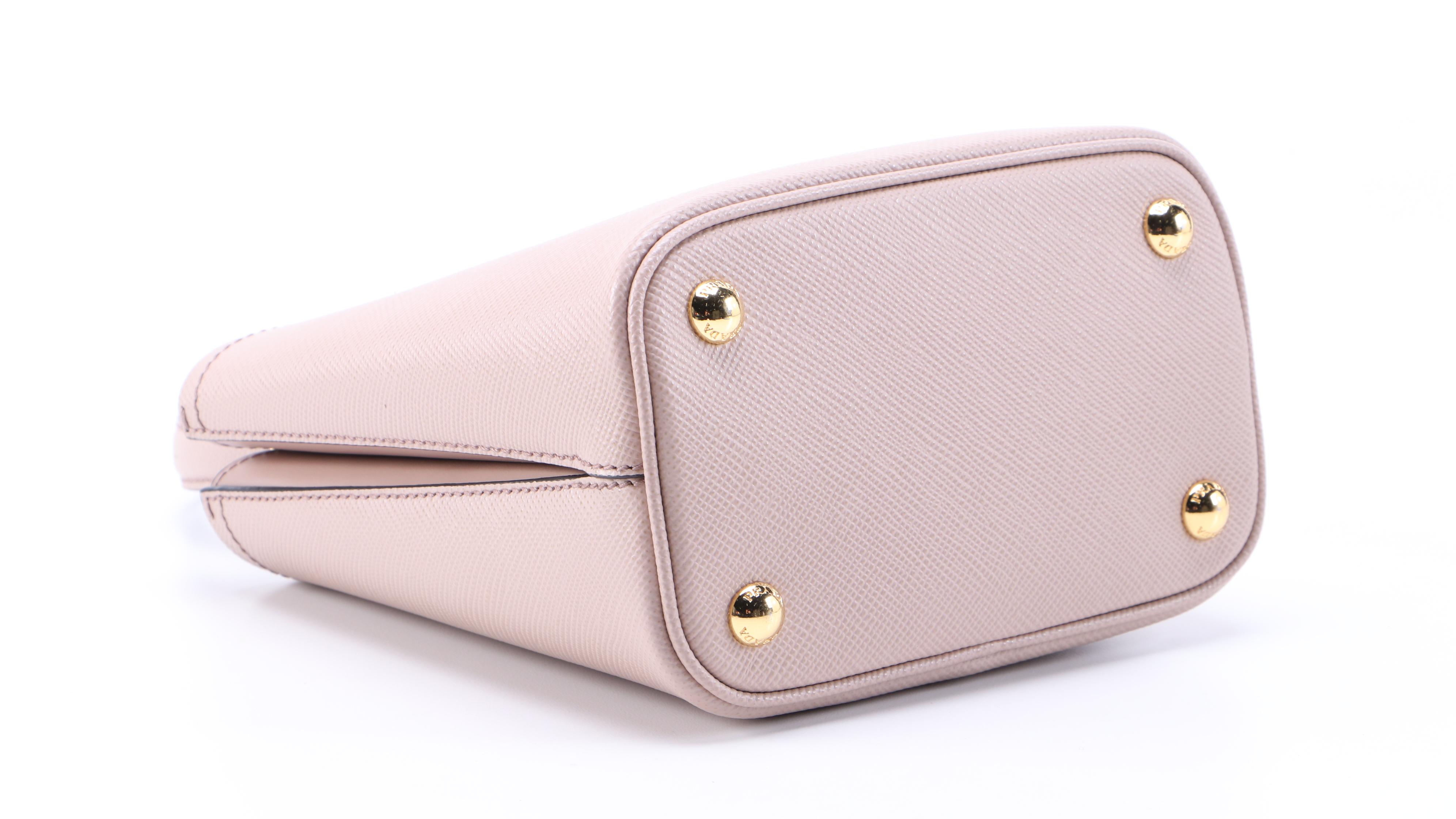 Prada Panier PM Bucket Bag in Blush Beige Saffiano Leather