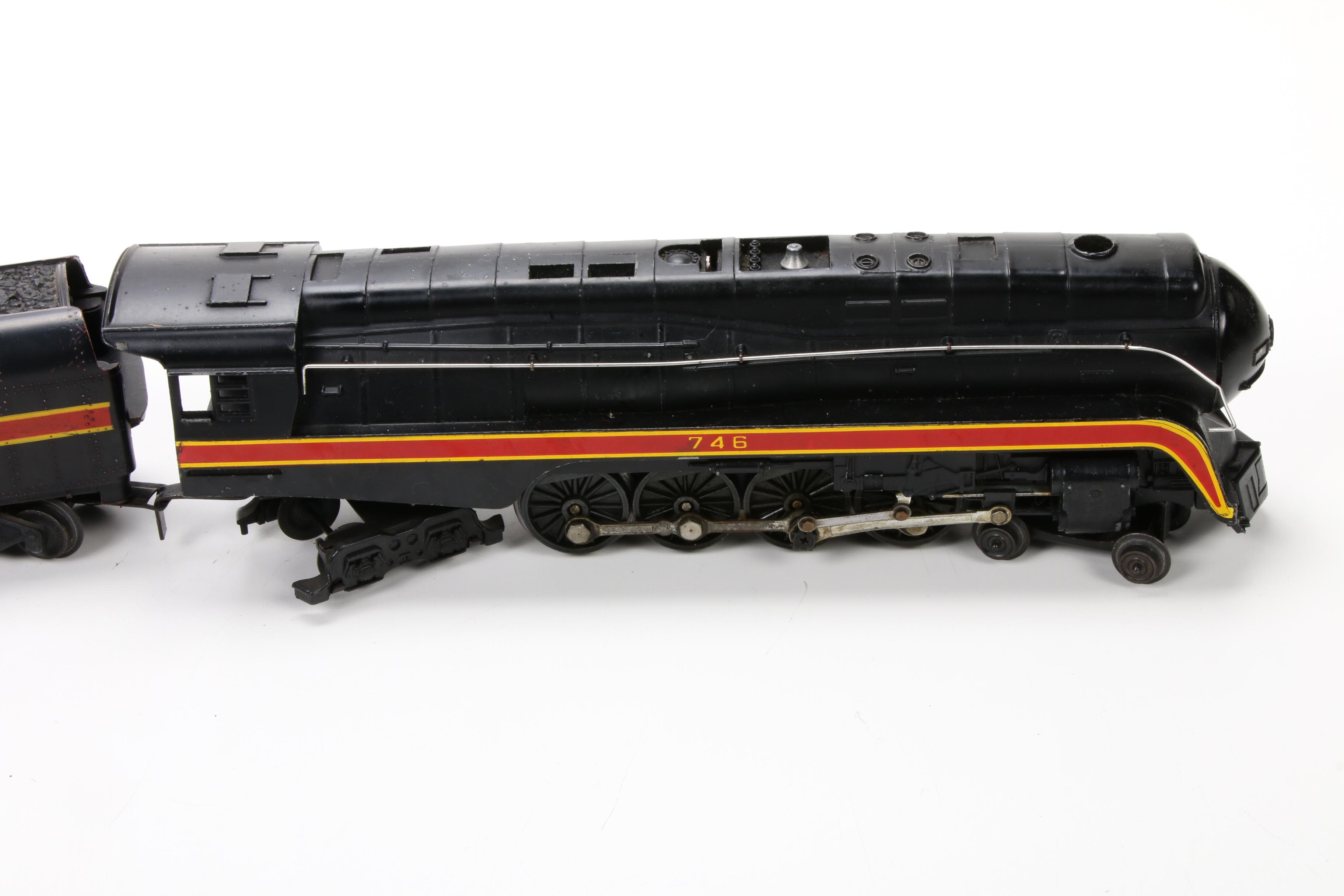 Lionel O Gauge Model 746 N & W Steam Locomotive with Tender, Mid-20th Century